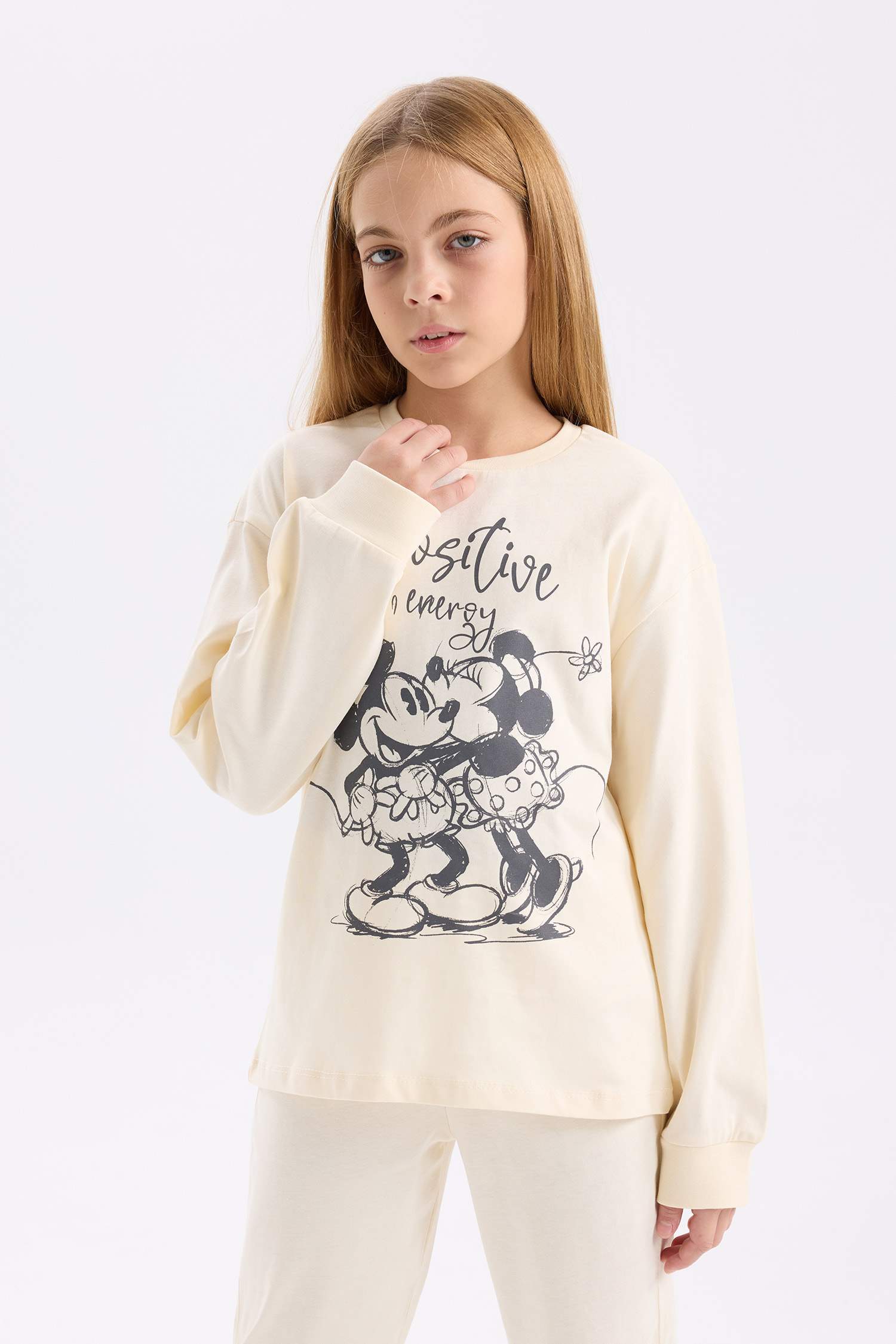 Kız Çocuk Disney Mickey & Minnie Pijama Takımı Uzun Kollu Üst Uzun Alt