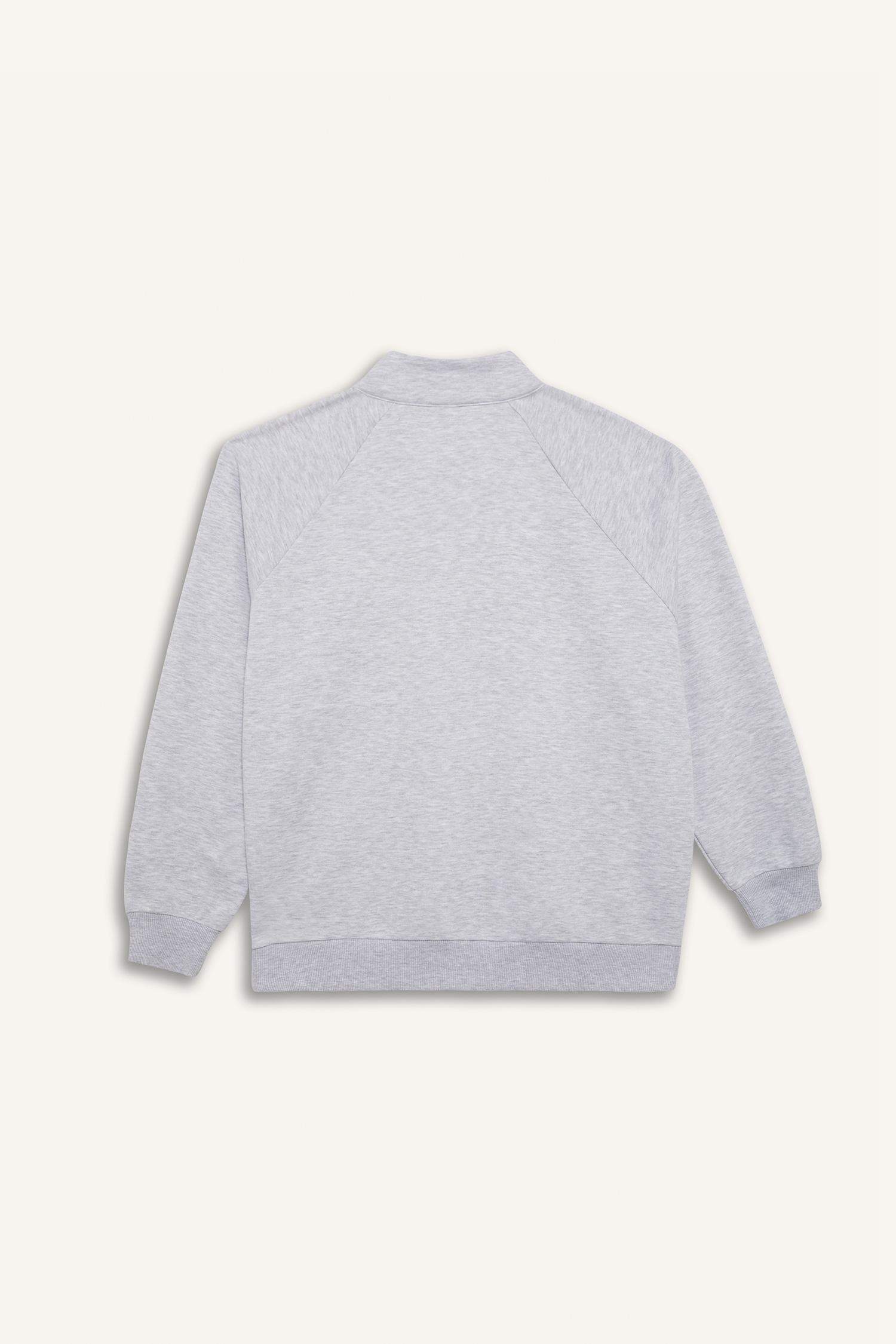 DeFactoFit Oversize Geniş Kalıp Dik Yaka Baskılı Sporcu Sweatshirt