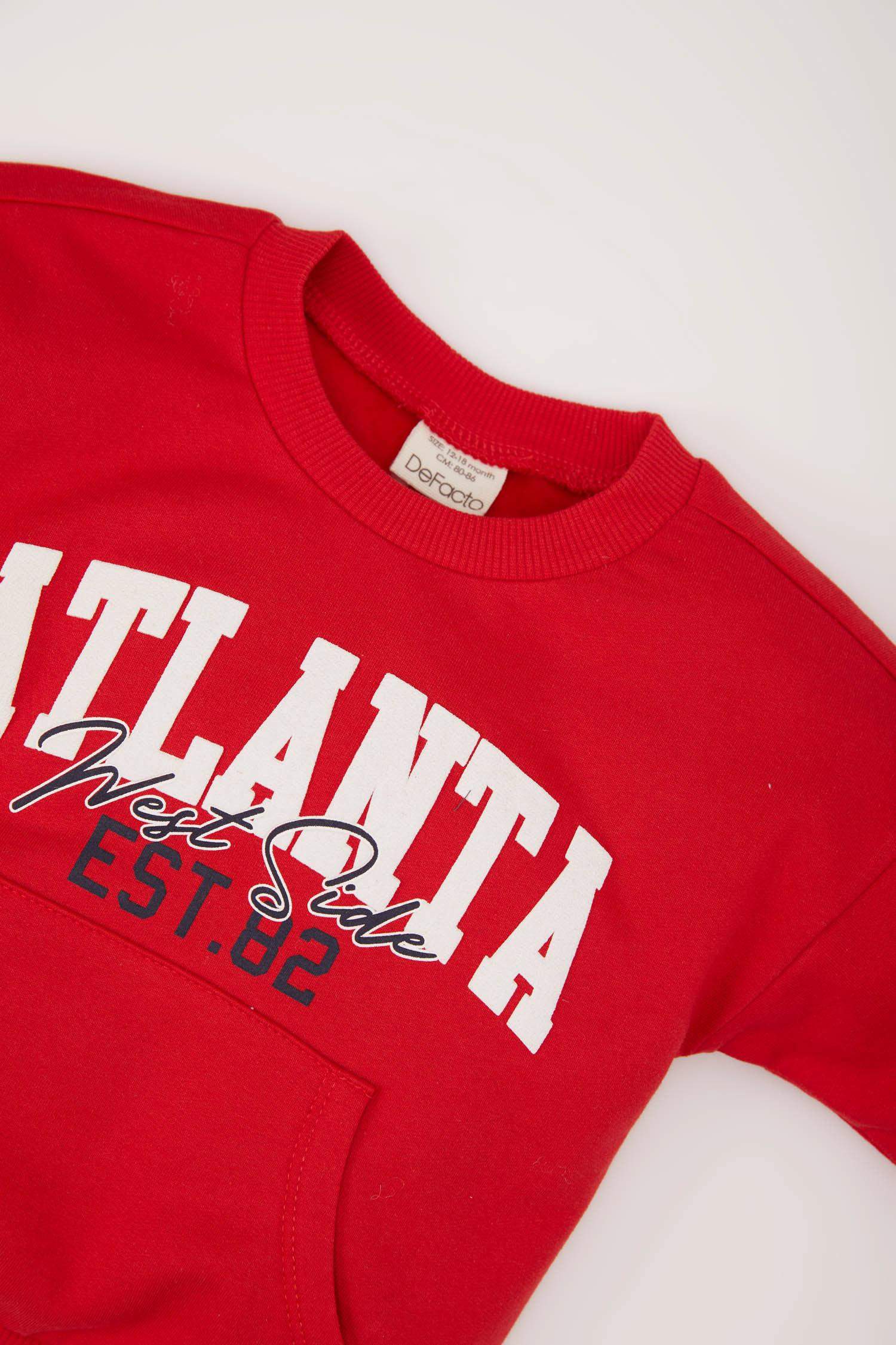 Erkek Bebek Bisiklet Yaka Baskılı Sweatshirt