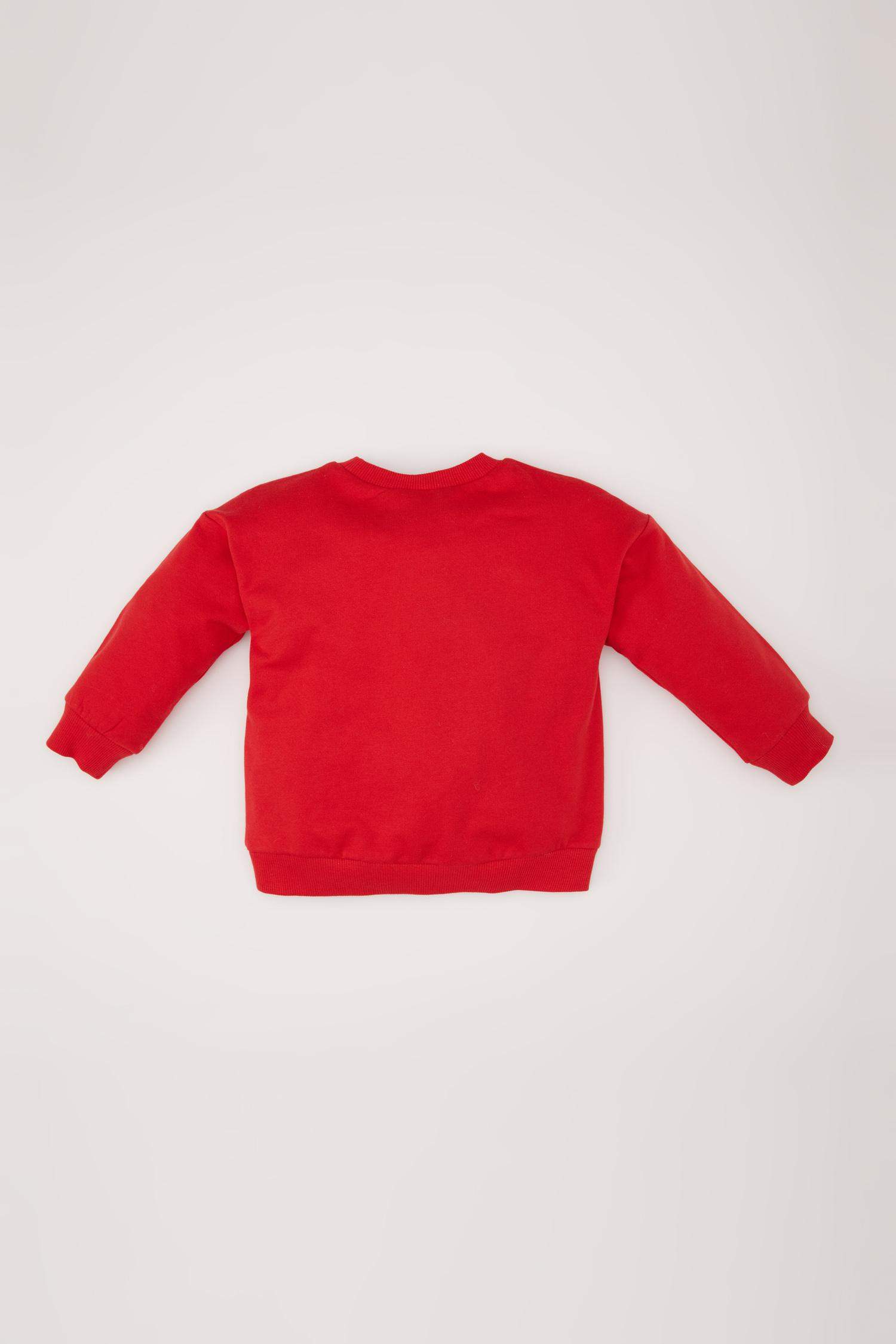 Erkek Bebek Bisiklet Yaka Baskılı Sweatshirt