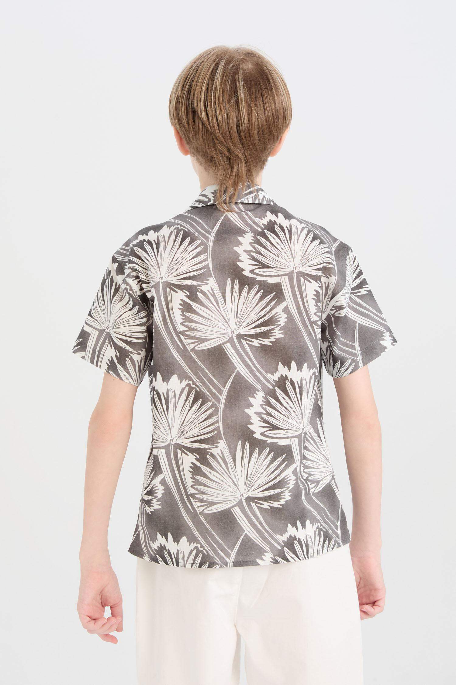 قميص بولو اولادي رمادي نص كم اوفر سايز