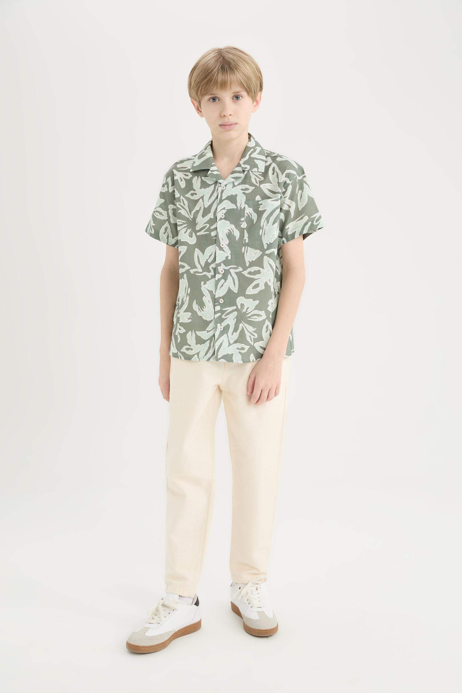 Оверсайз рубашка с коротким рукавом и воротом-поло для мальчиков