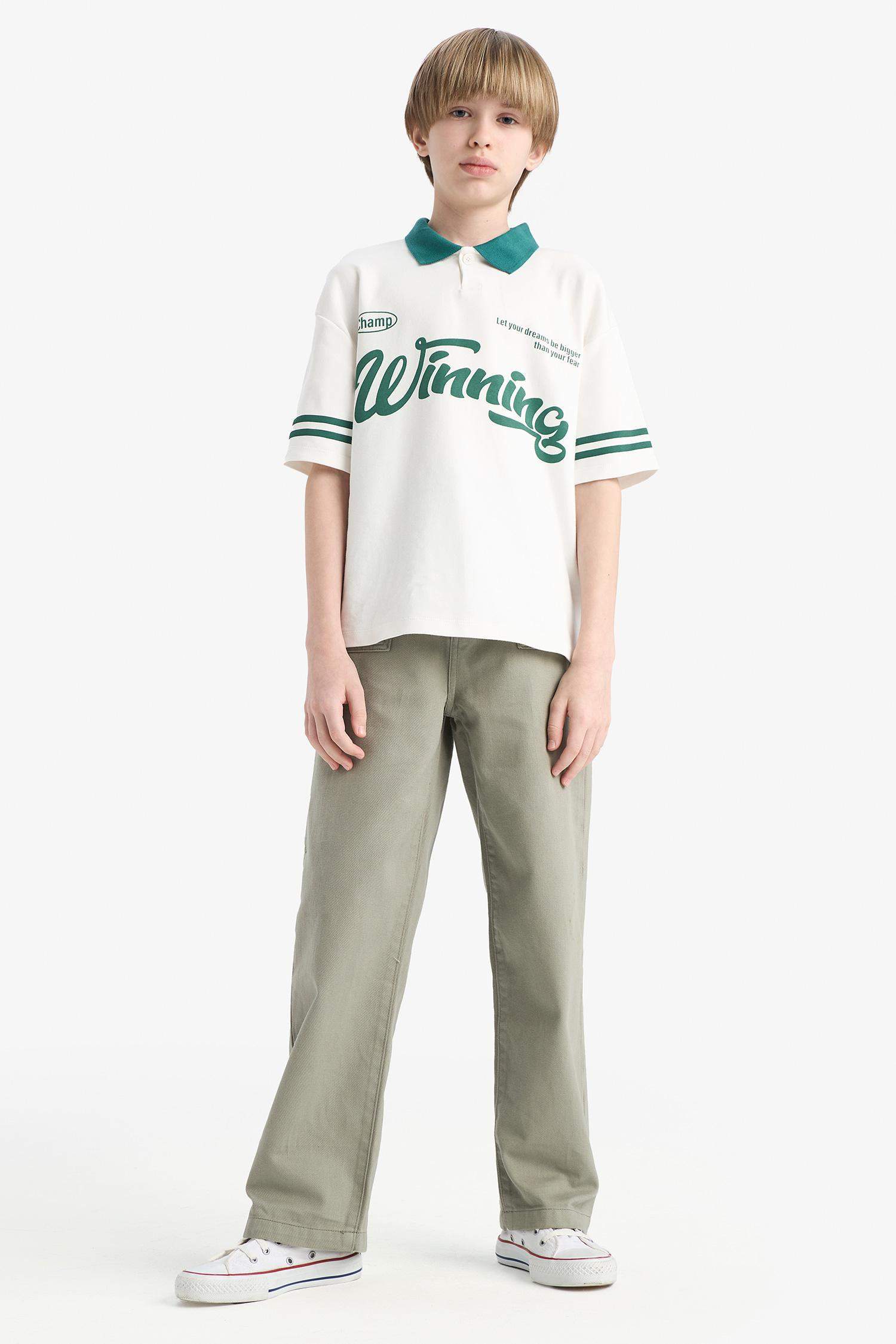 Erkek Çocuk Wide Leg Standart Paça Gabardin Pantolon