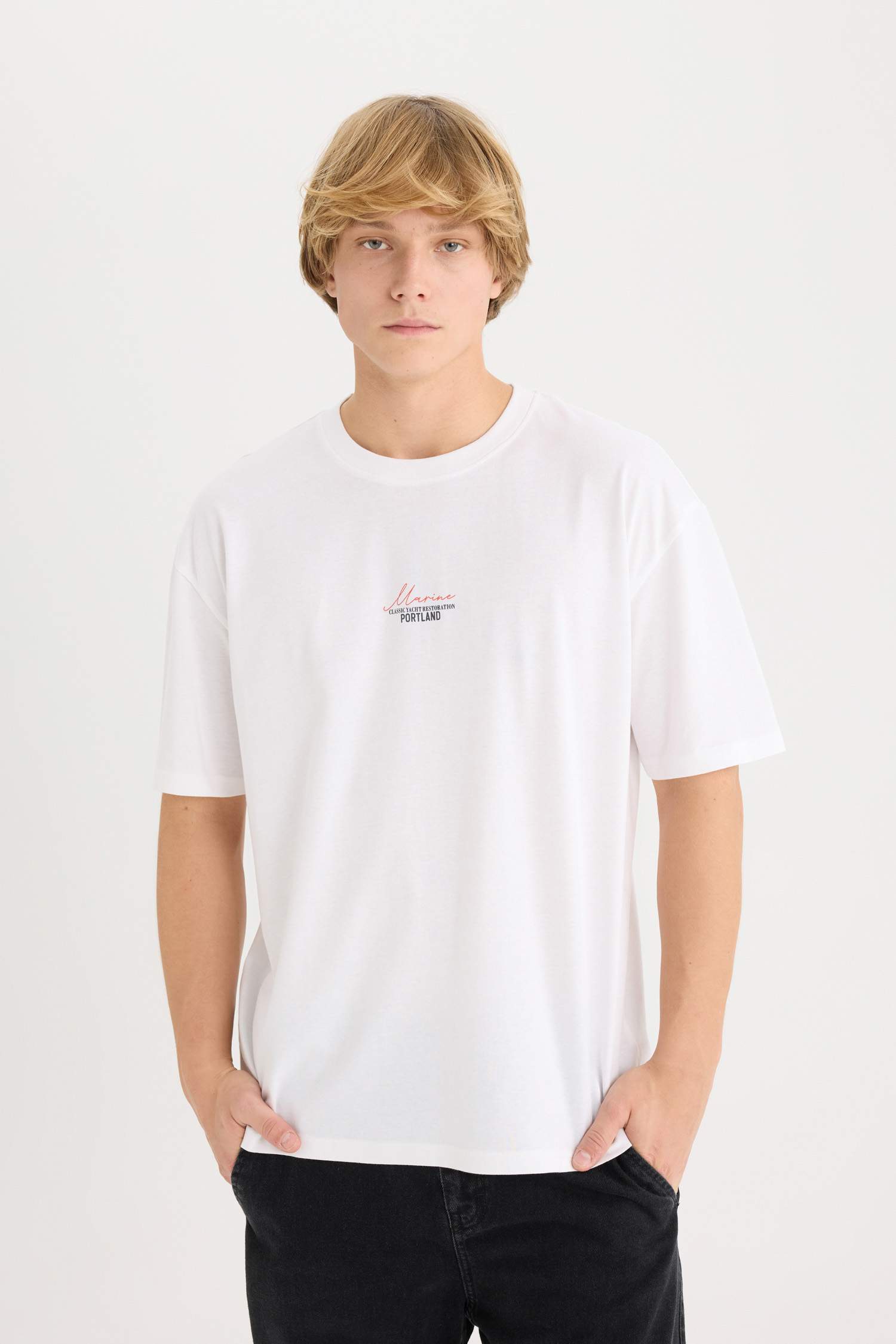 Oversize Fit Crew Neck Printed Short Sleeve T-Shirt
