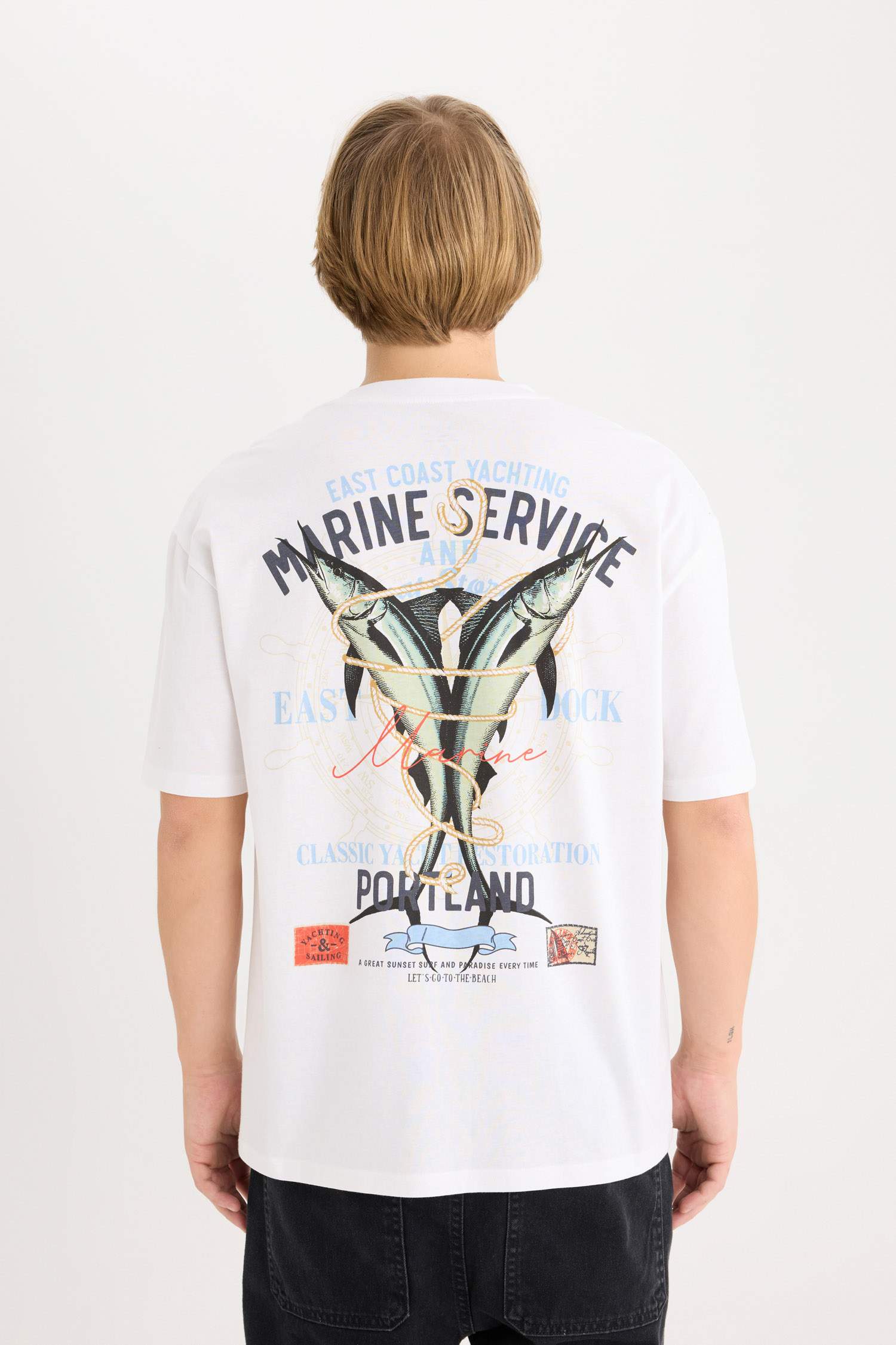 Oversize Fit Crew Neck Printed Short Sleeve T-Shirt