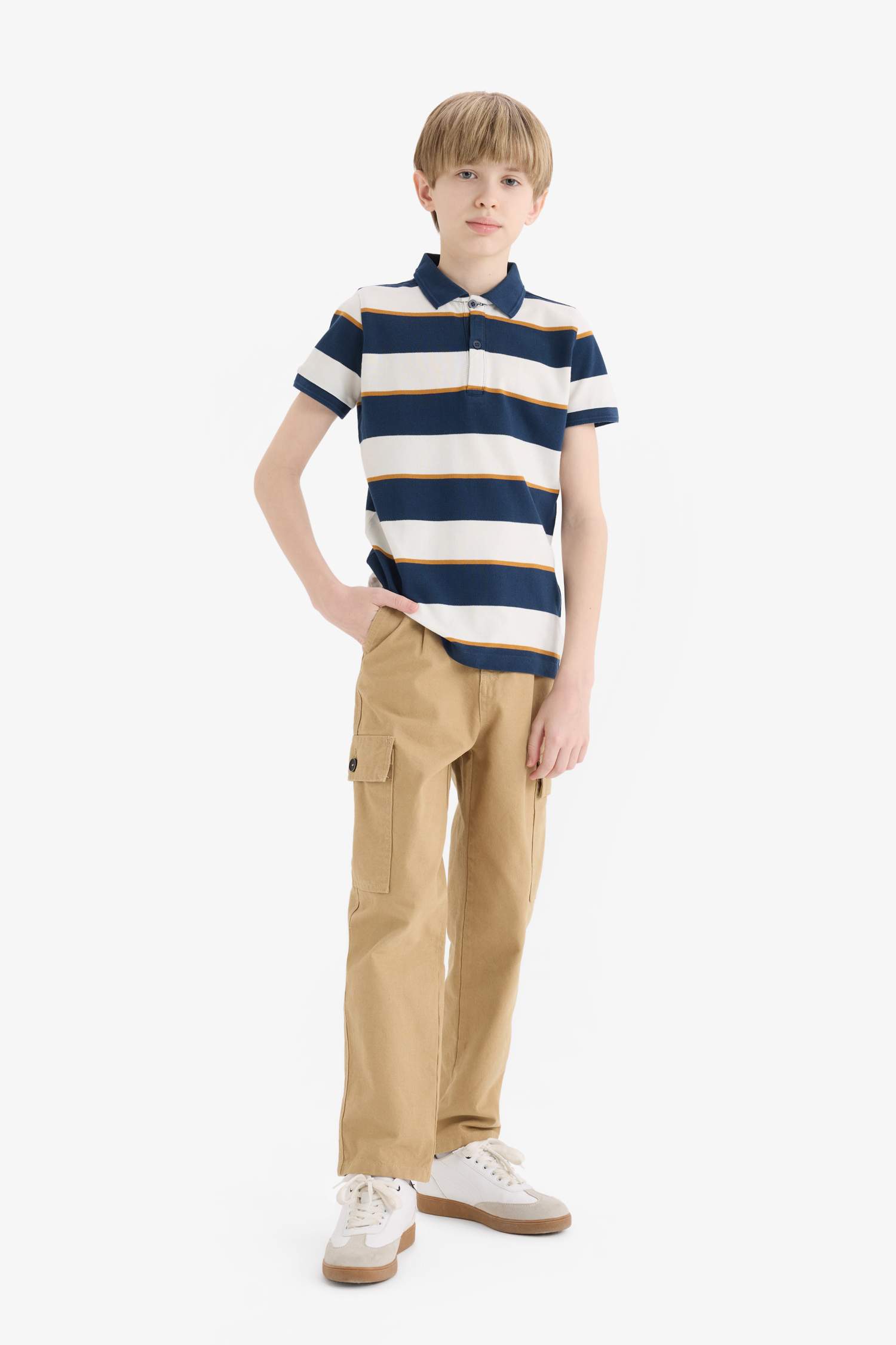 Boy Striped Pique Short Sleeve Polo Shirt