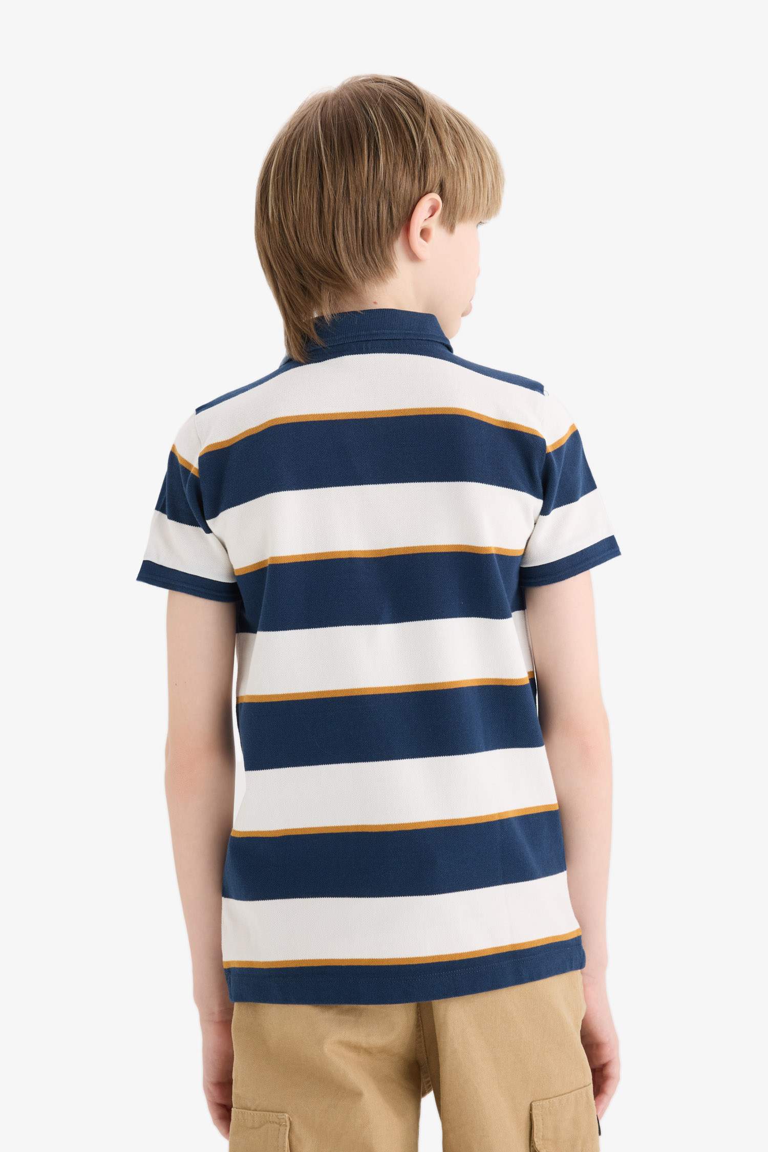 Boy Striped Pique Short Sleeve Polo Shirt