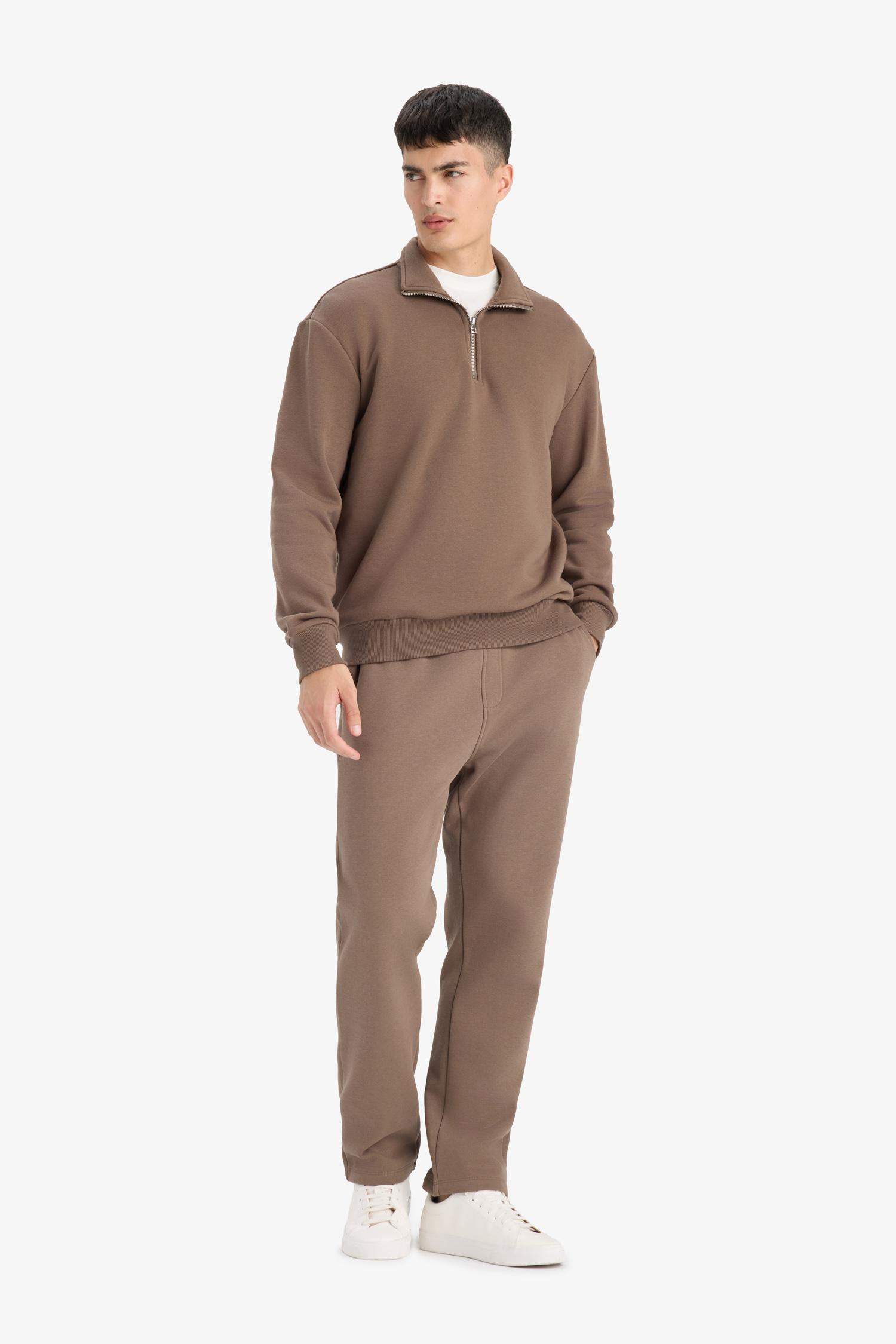 Regular Fit Beli Bağcıklı Cepli Düz Paça Kalın Eşofman Altı