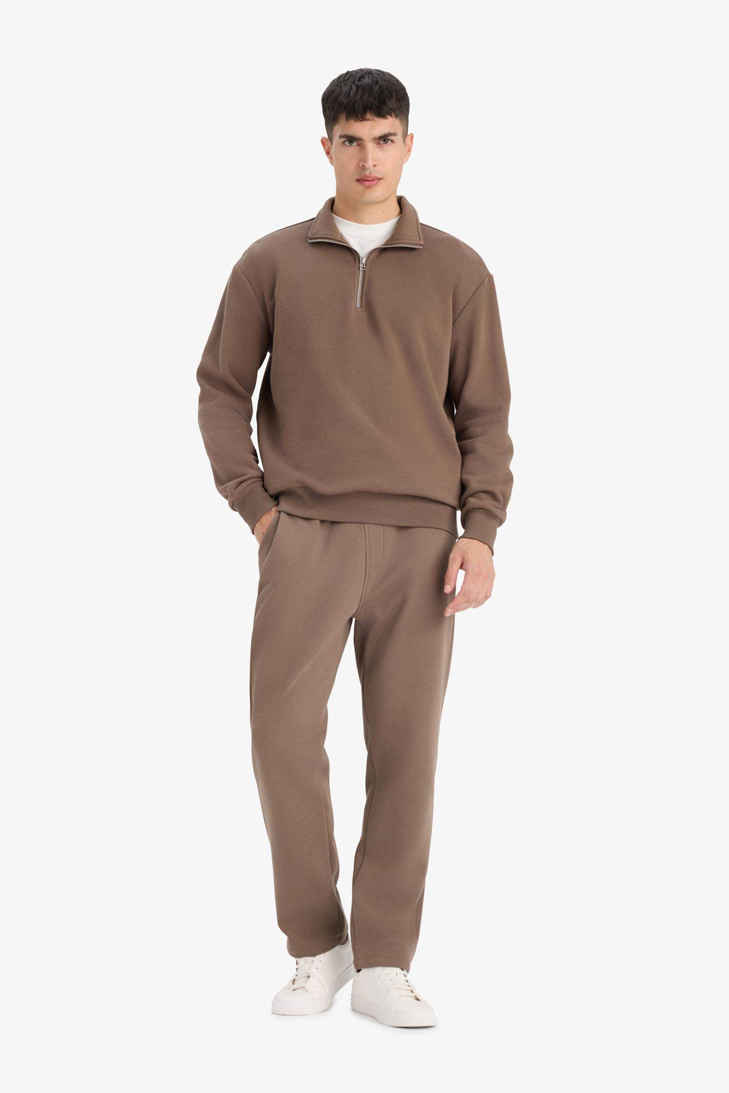 Regular Fit Beli Bağcıklı Cepli Düz Paça Kalın Eşofman Altı