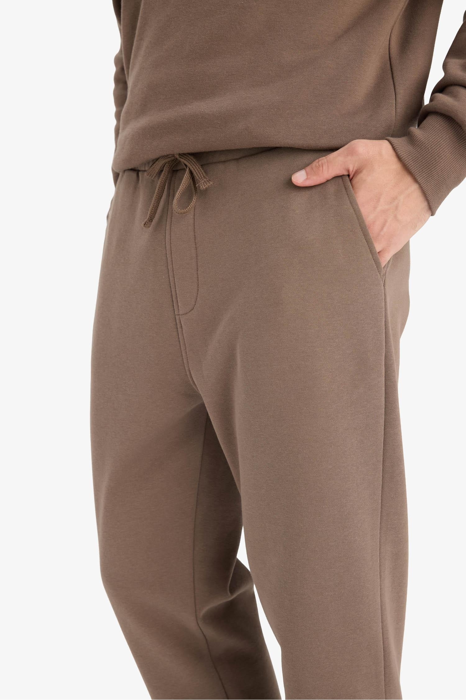 Regular Fit Beli Bağcıklı Cepli Düz Paça Kalın Eşofman Altı