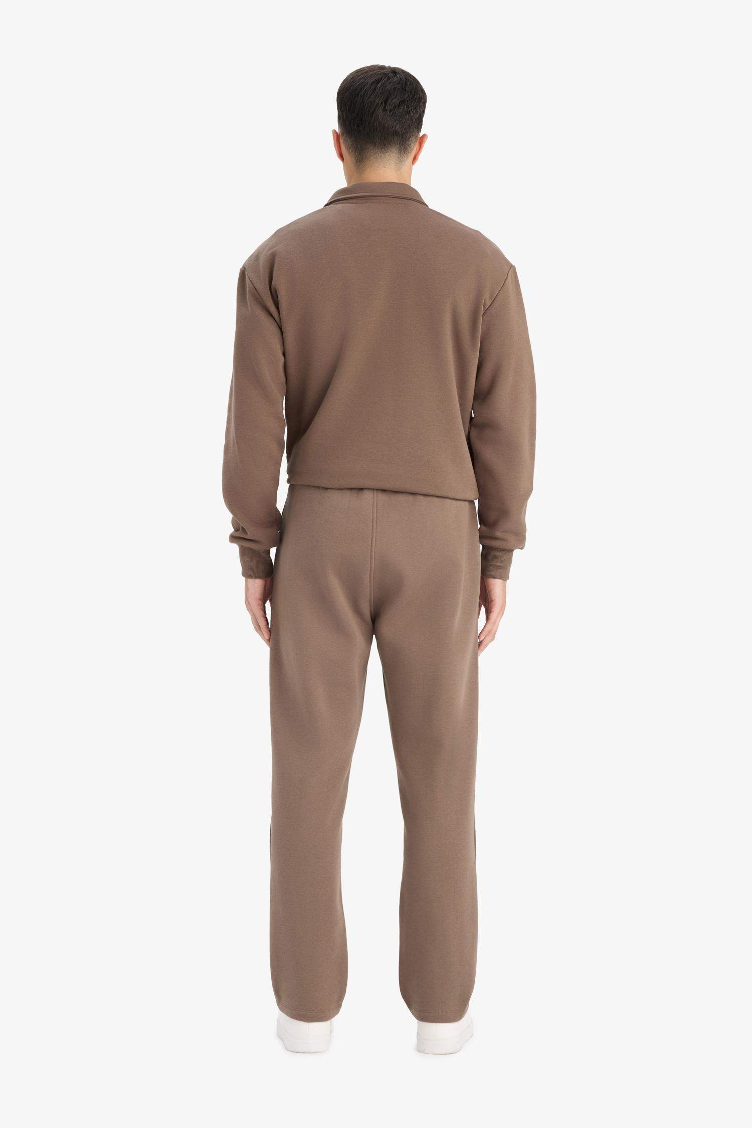 Regular Fit Beli Bağcıklı Cepli Düz Paça Kalın Eşofman Altı