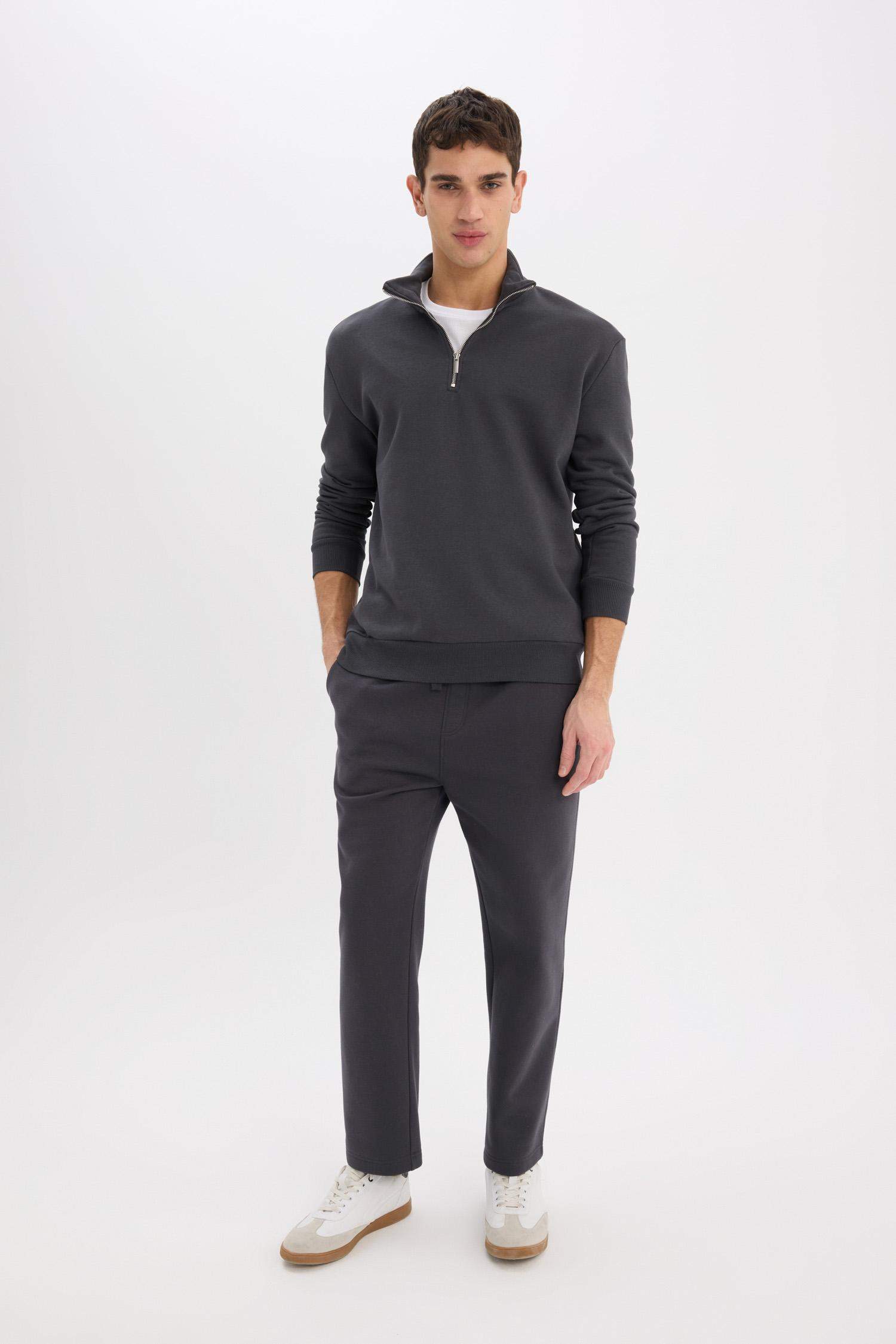 Regular Fit Eşofman Altı İçi Polarlı Basic Düz Cepli Beli Bağcıklı Düz Paça