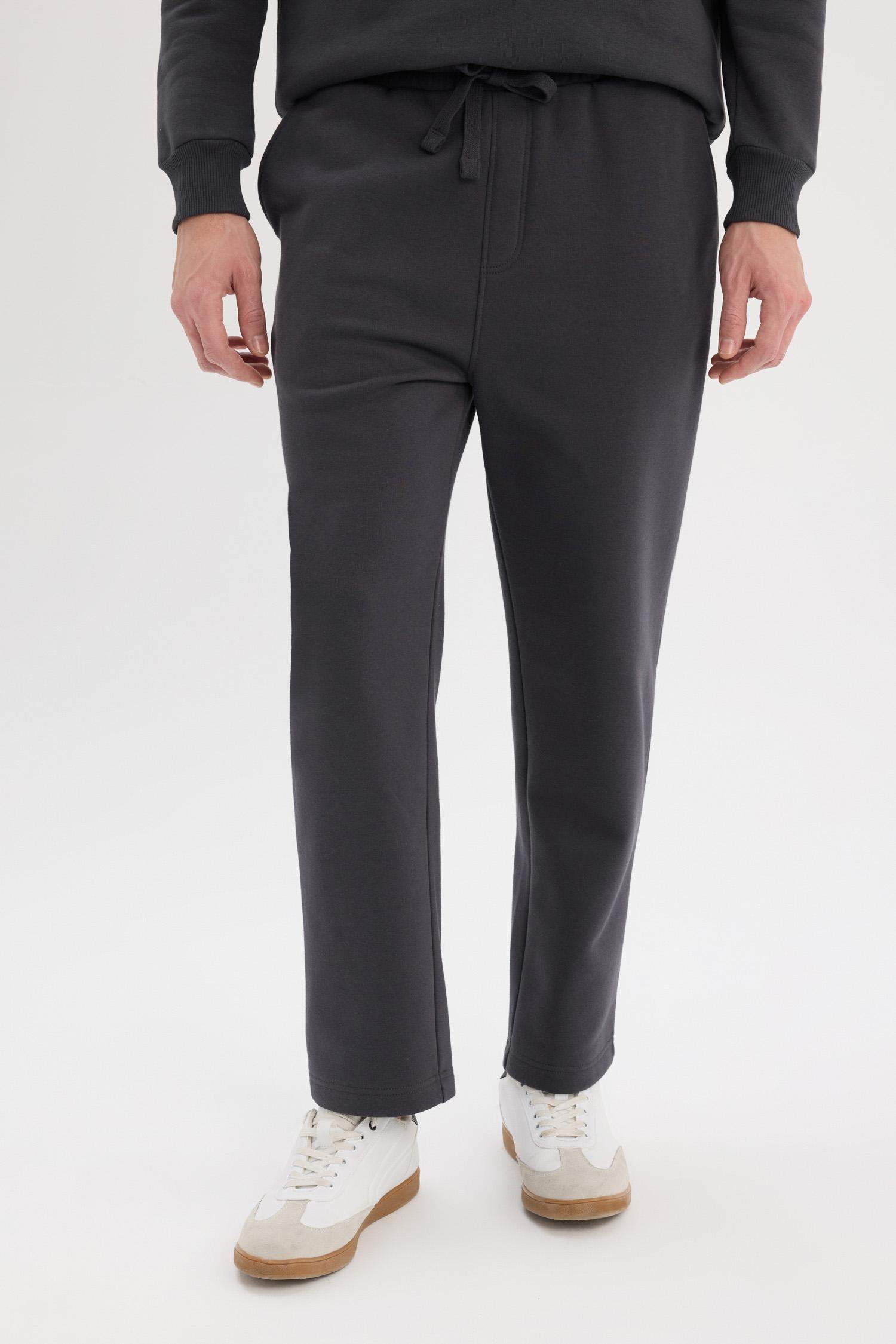 Regular Fit Eşofman Altı İçi Polarlı Basic Düz Cepli Beli Bağcıklı Düz Paça