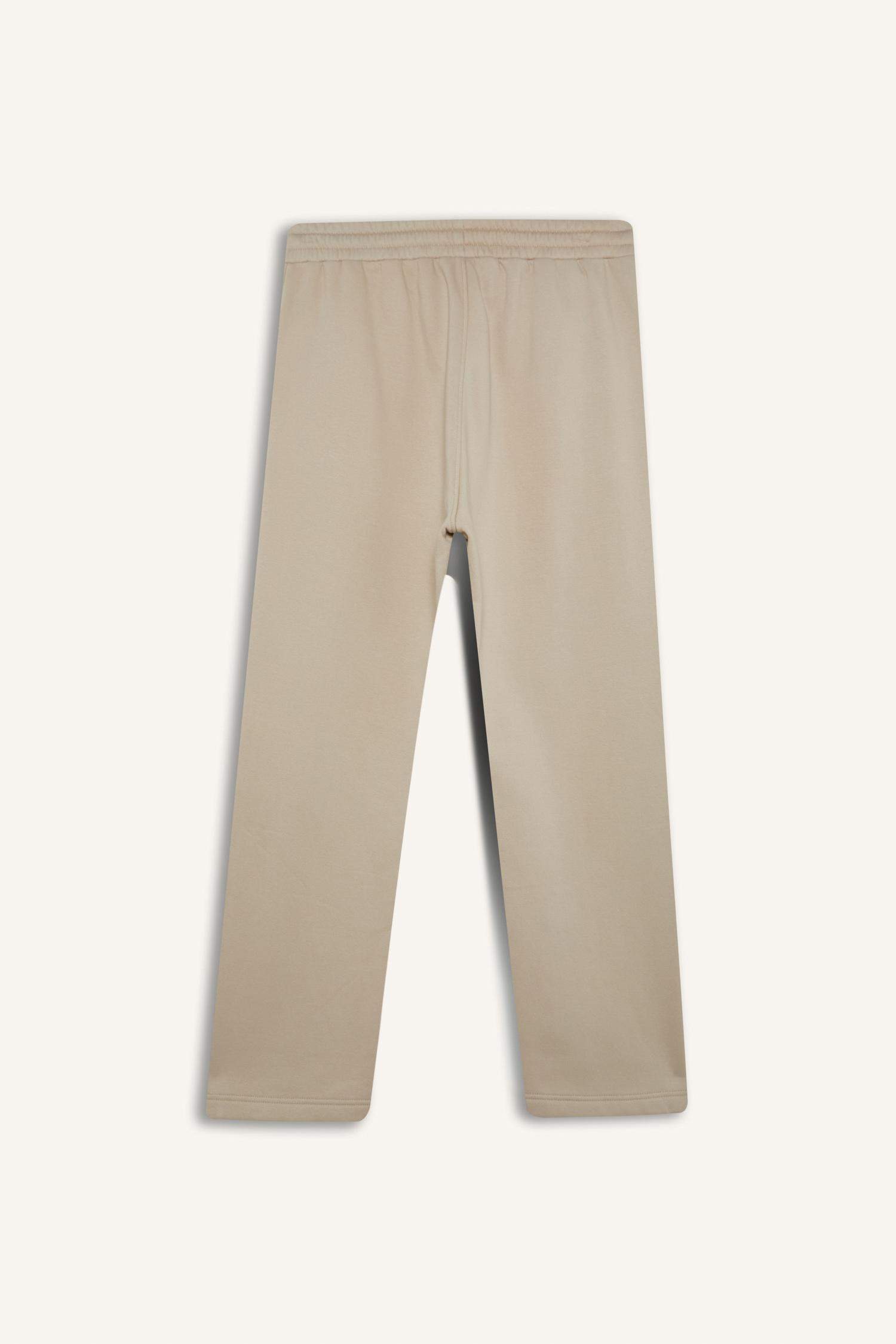 بنطلون بجامة رياضي سادة قماش سميك قصة عادية بجيب