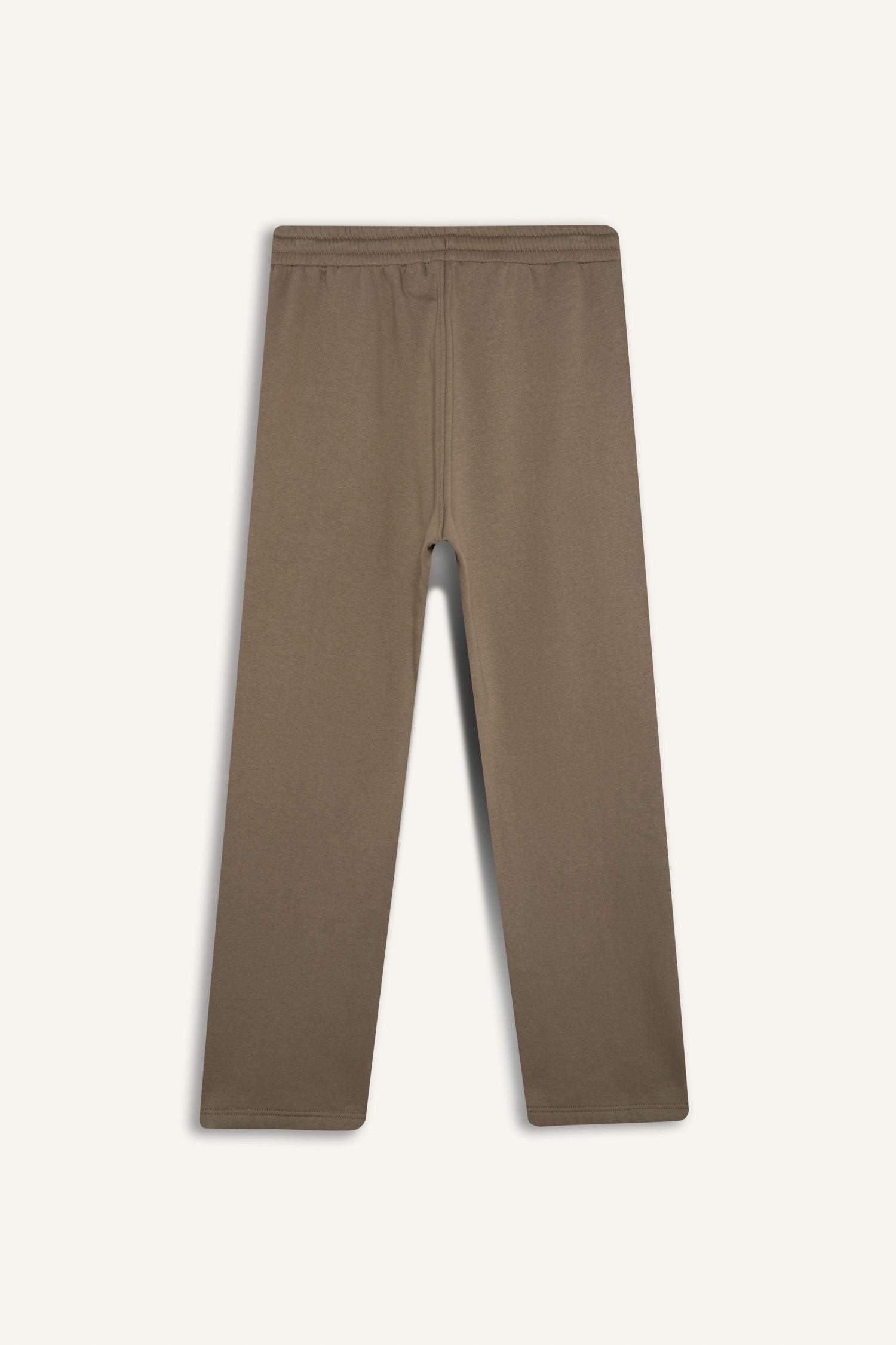 Regular Fit Eşofman Altı İçi Polarlı Basic Düz Cepli Beli Bağcıklı Düz Paça