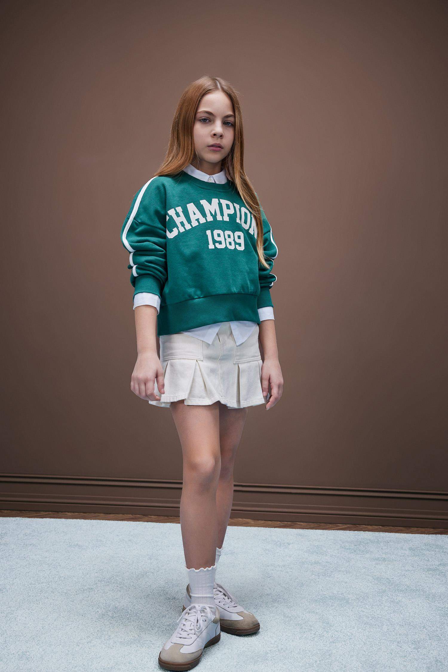 Girl Gabardine Pleat Skirt