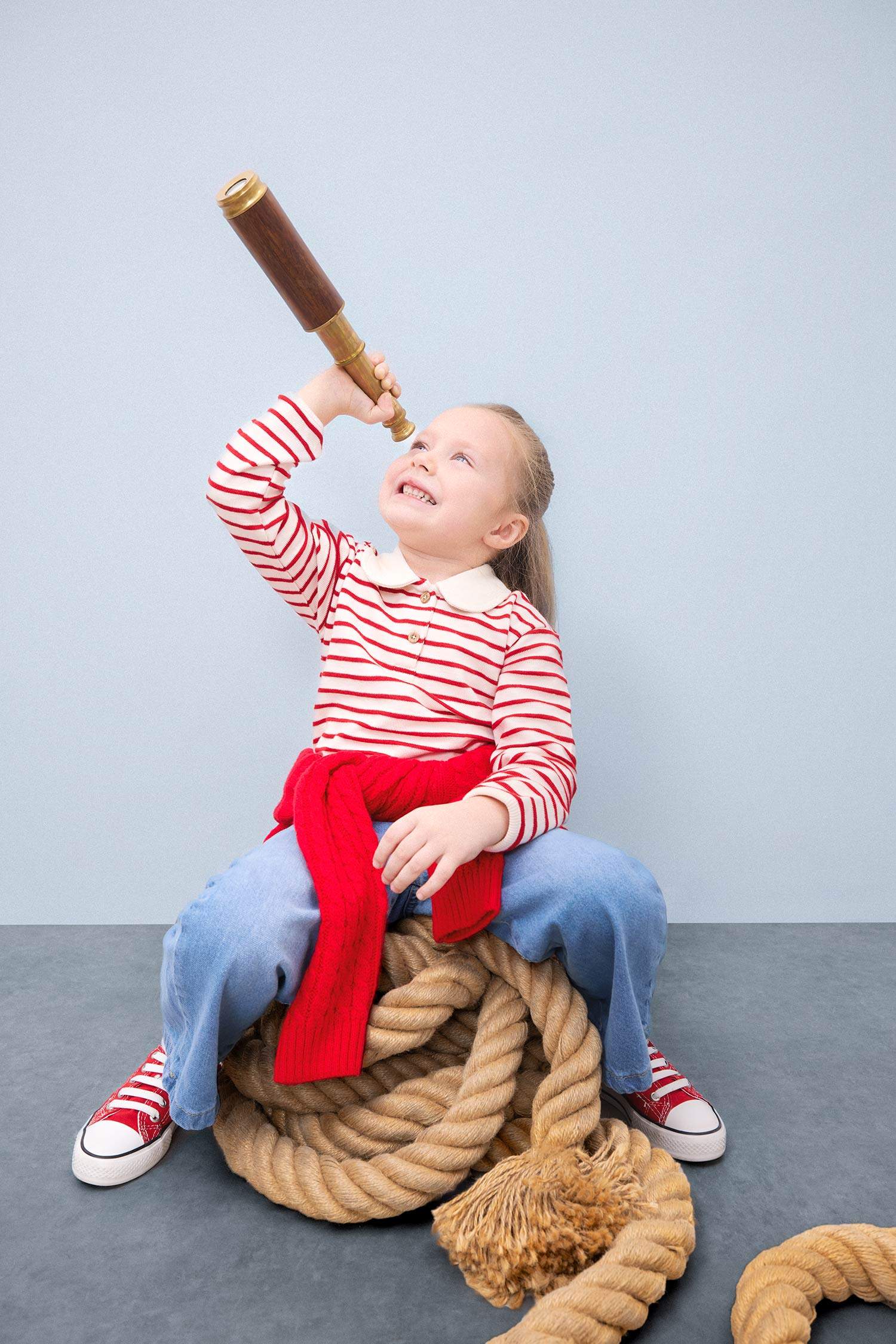 Kız Bebek Bebe Yaka Çizgili Sweatshirt