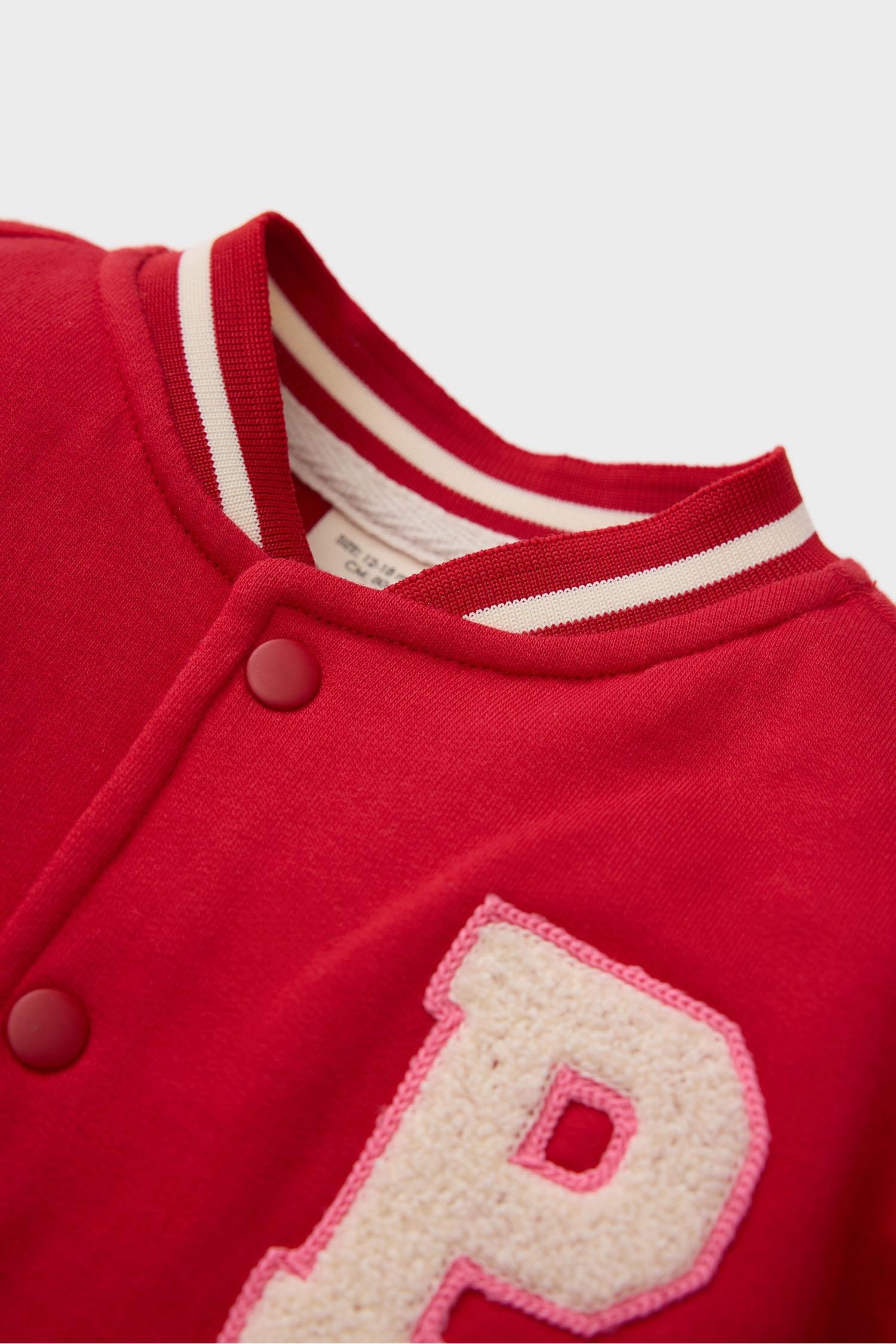 Kız Bebek Baskılı Kolej Yaka İçi Yumuşak Tüylü Bomber Ceket