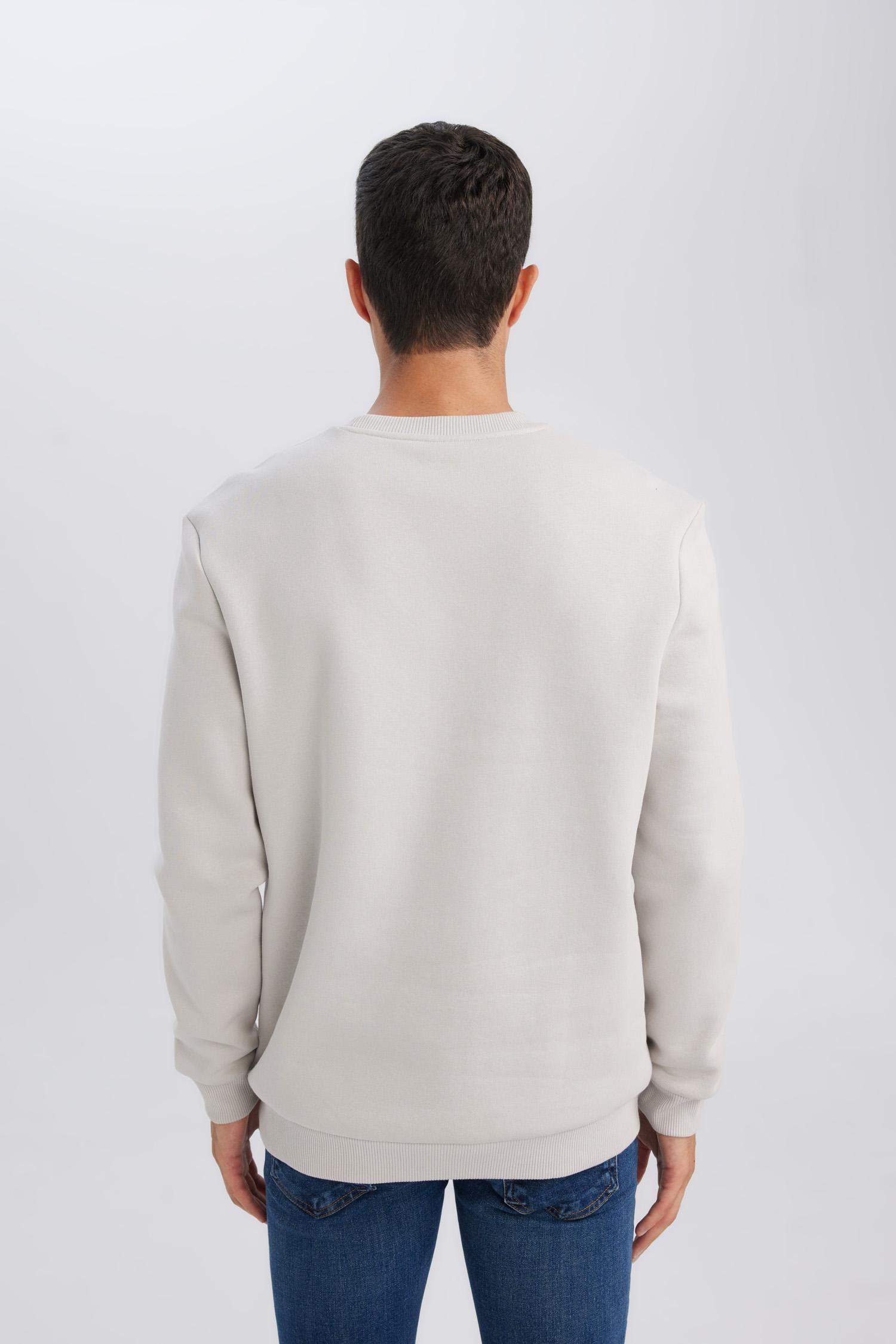 3 İplik Pamuklu Şardonlu İçi Polarlı Regular Fit Bisiklet Yaka Kalın Sweatshirt