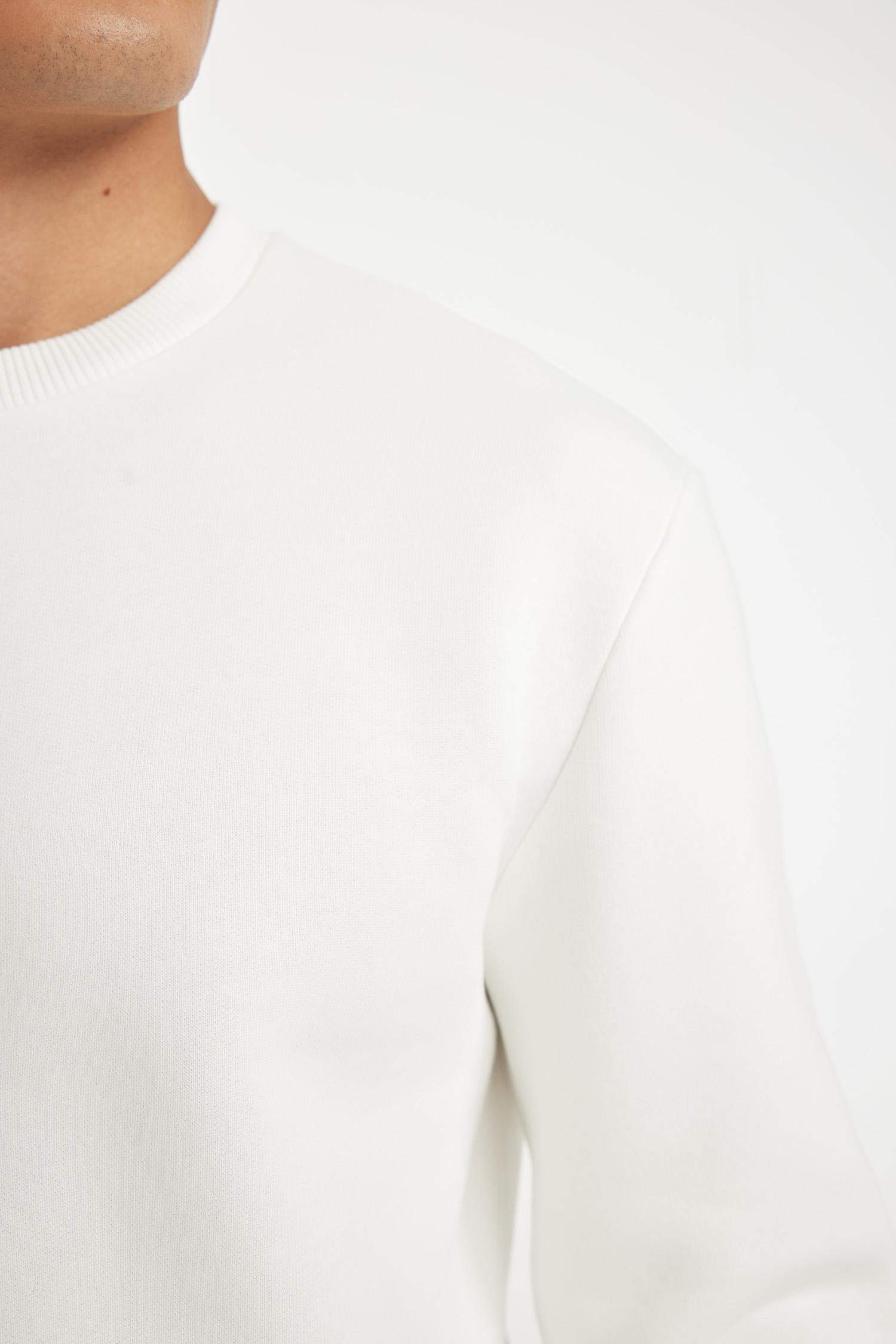 3 İplik Pamuklu Şardonlu İçi Polarlı Regular Fit Bisiklet Yaka Kalın Sweatshirt