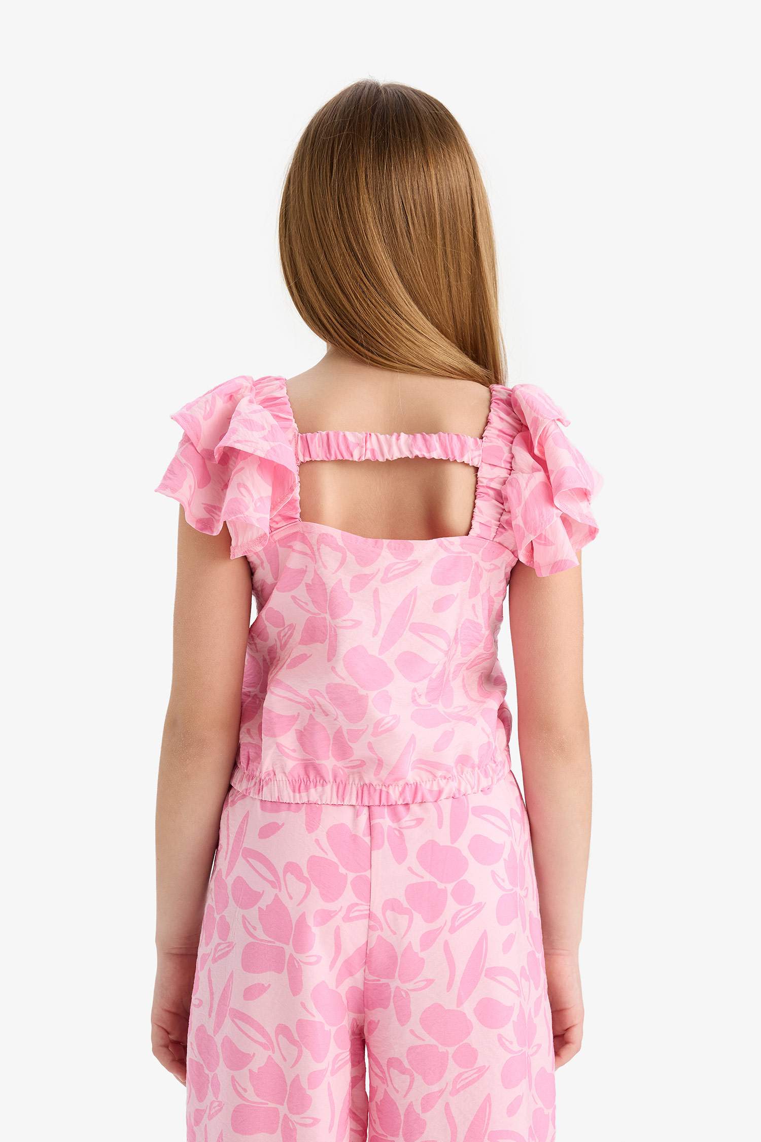 Kız Çocuk Desenli Kısa Kollu Bluz