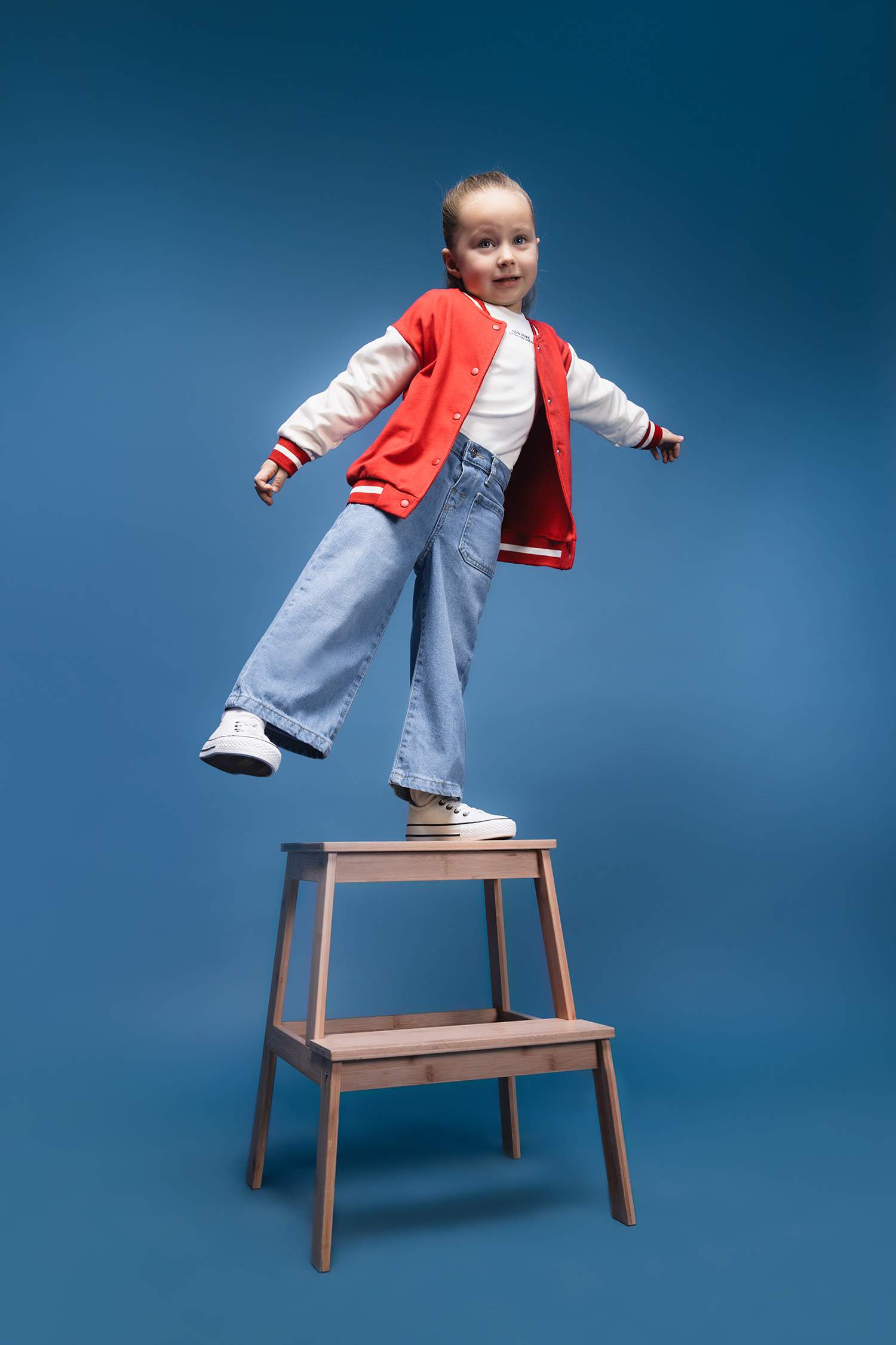 بنطلون جينز بيبي بناتي وايد ليج برجل واسع بجيب