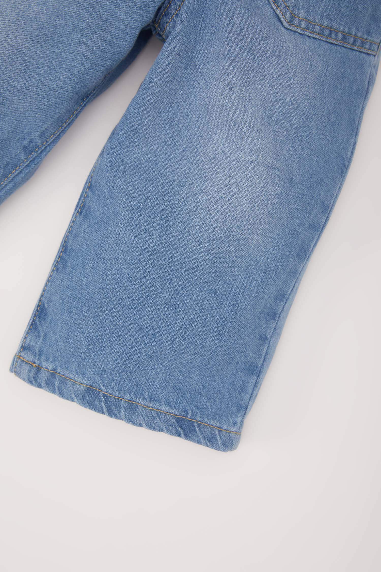 بنطلون جينز بيبي بناتي وايد ليج برجل واسع بجيب