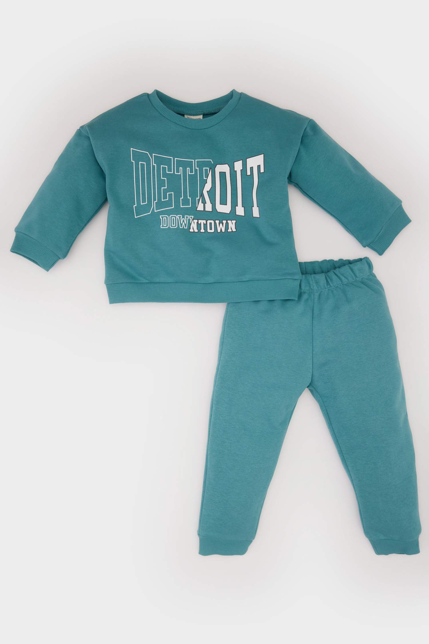 Erkek Bebek 2'li Takım Baskılı Sweatshirt Beli Lastikli Eşofman Altı