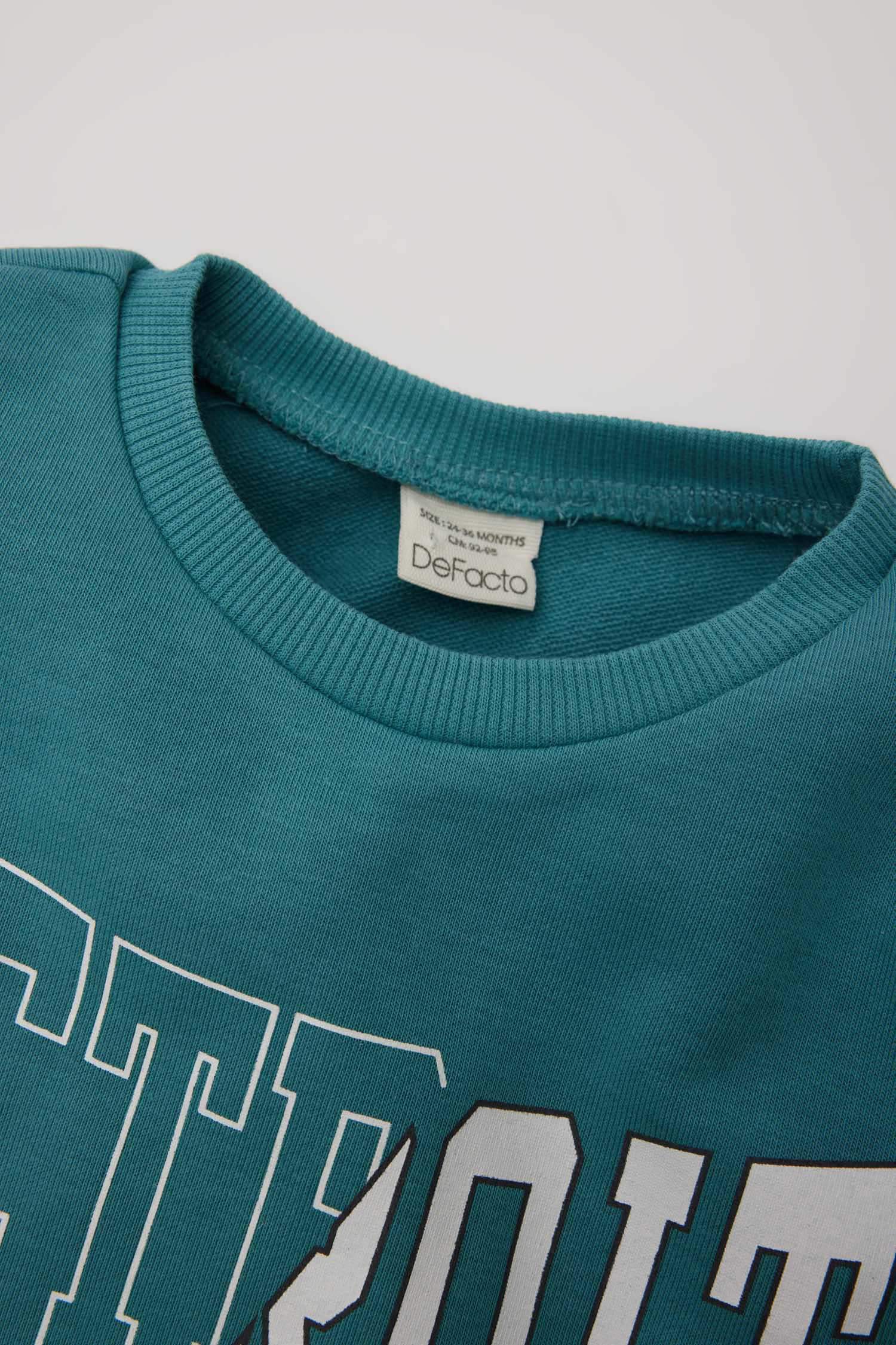 Erkek Bebek 2'li Takım Baskılı Sweatshirt Beli Lastikli Eşofman Altı