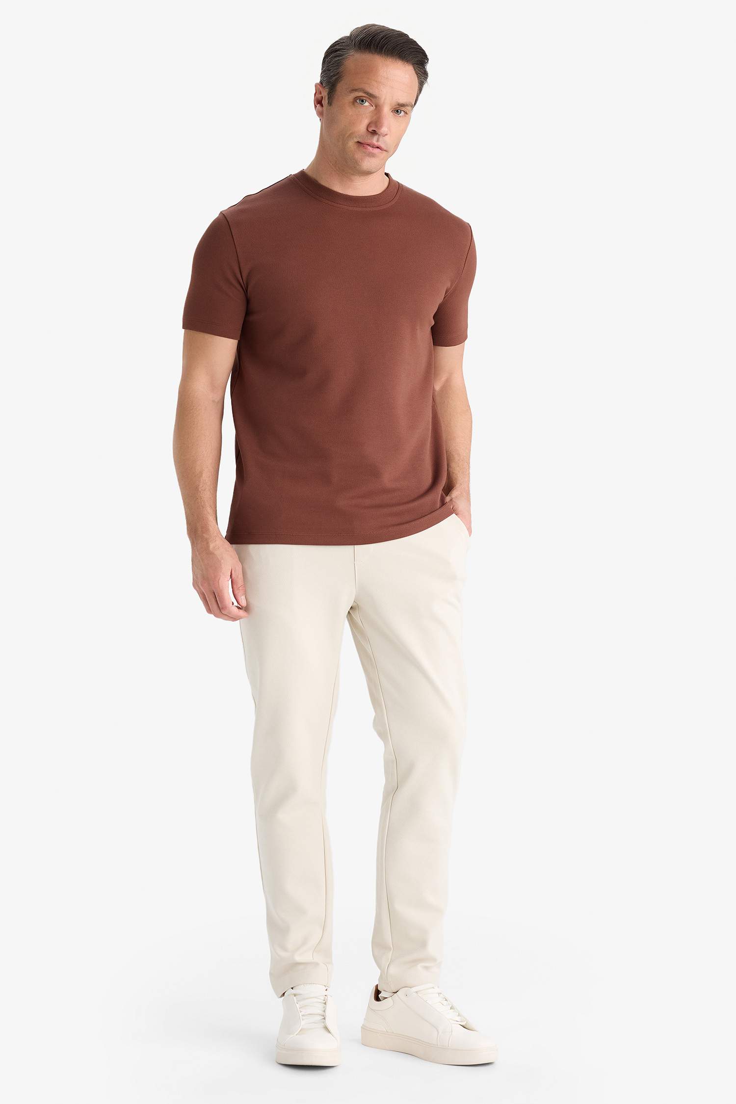 Regular Fit Crew Neck Twill Short Sleeve T-Shirt