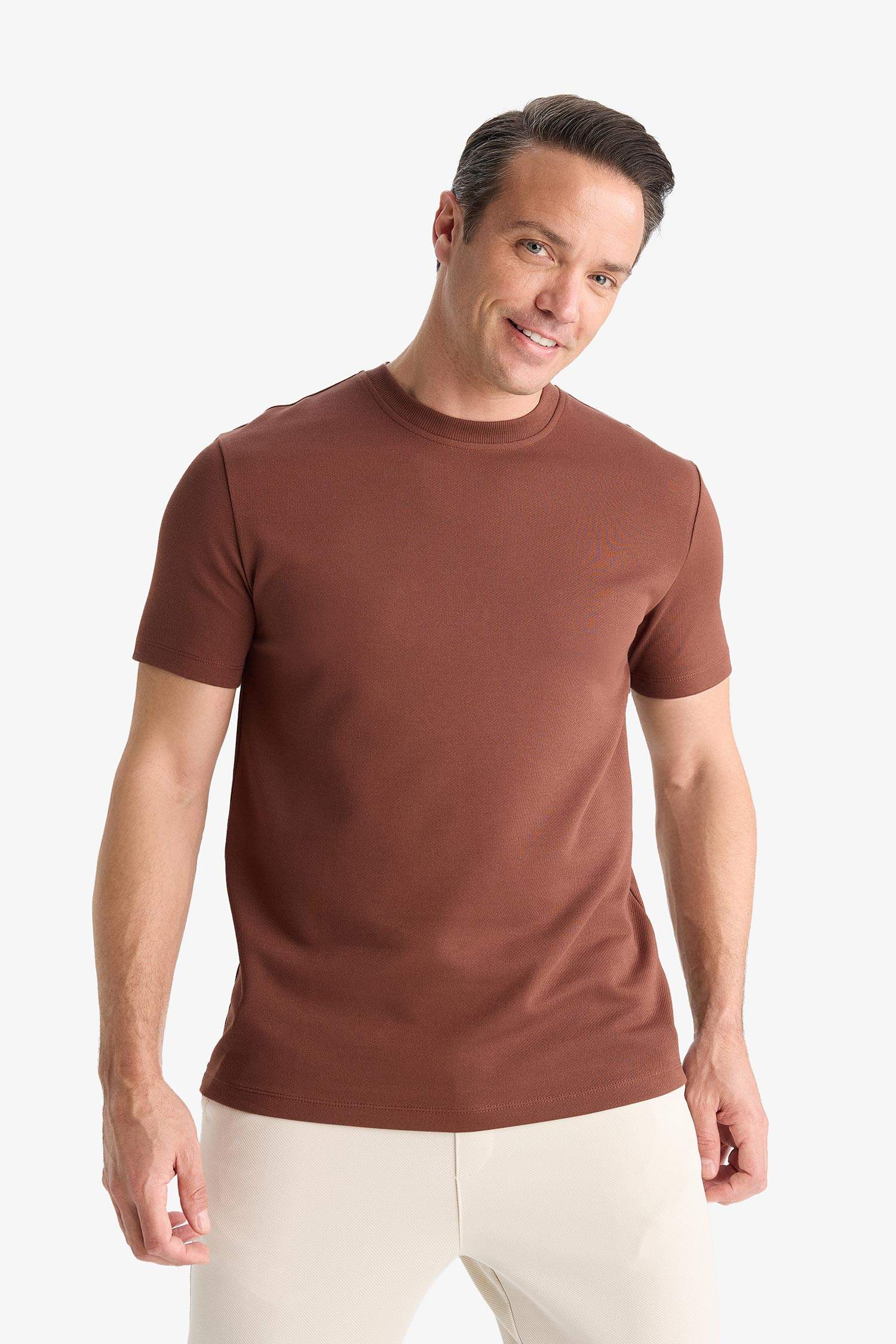 Regular Fit Crew Neck Twill Short Sleeve T-Shirt