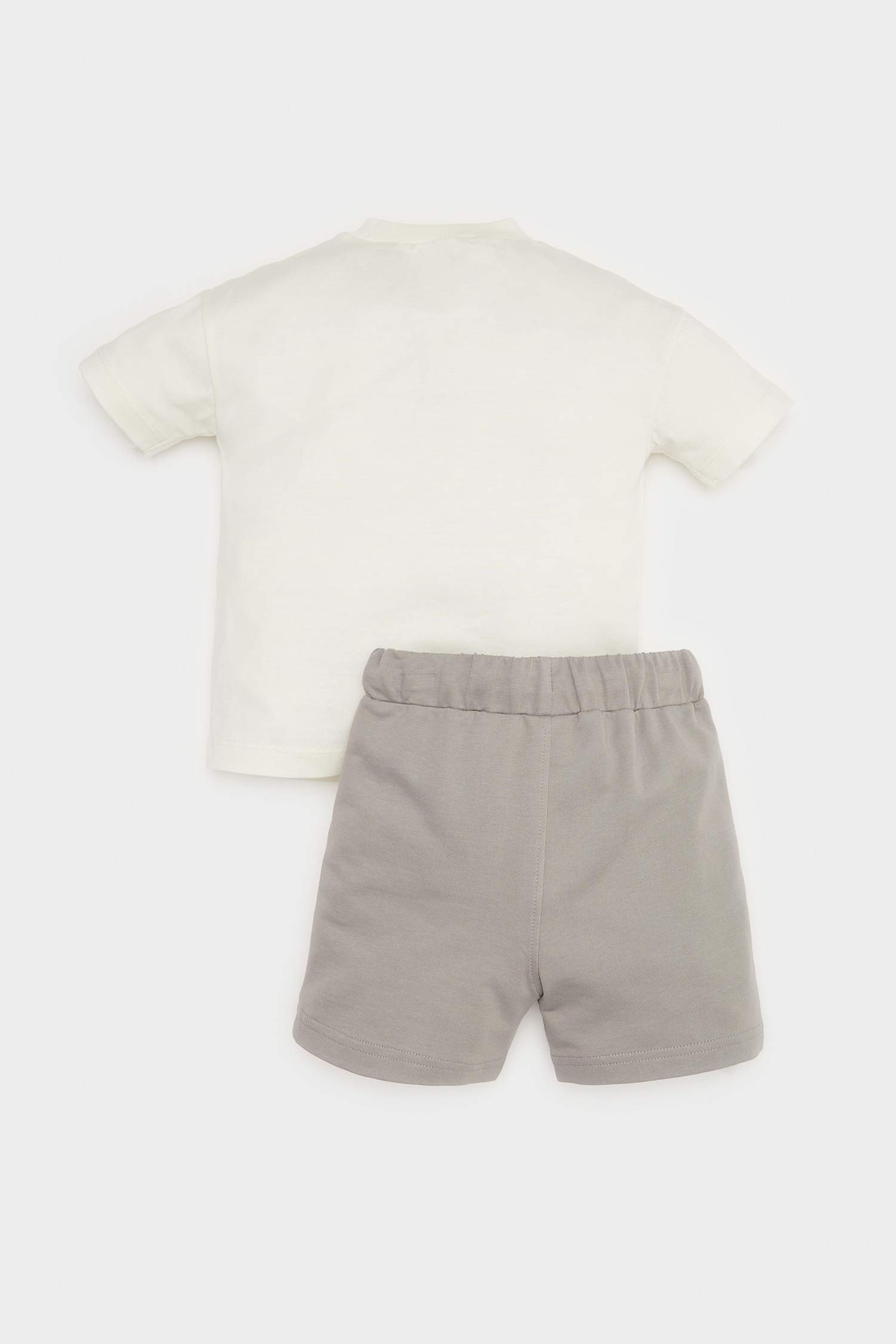 Erkek Bebek 2'li Takım Baskılı Kısa Kollu Tişört Beli Lastikli Şort