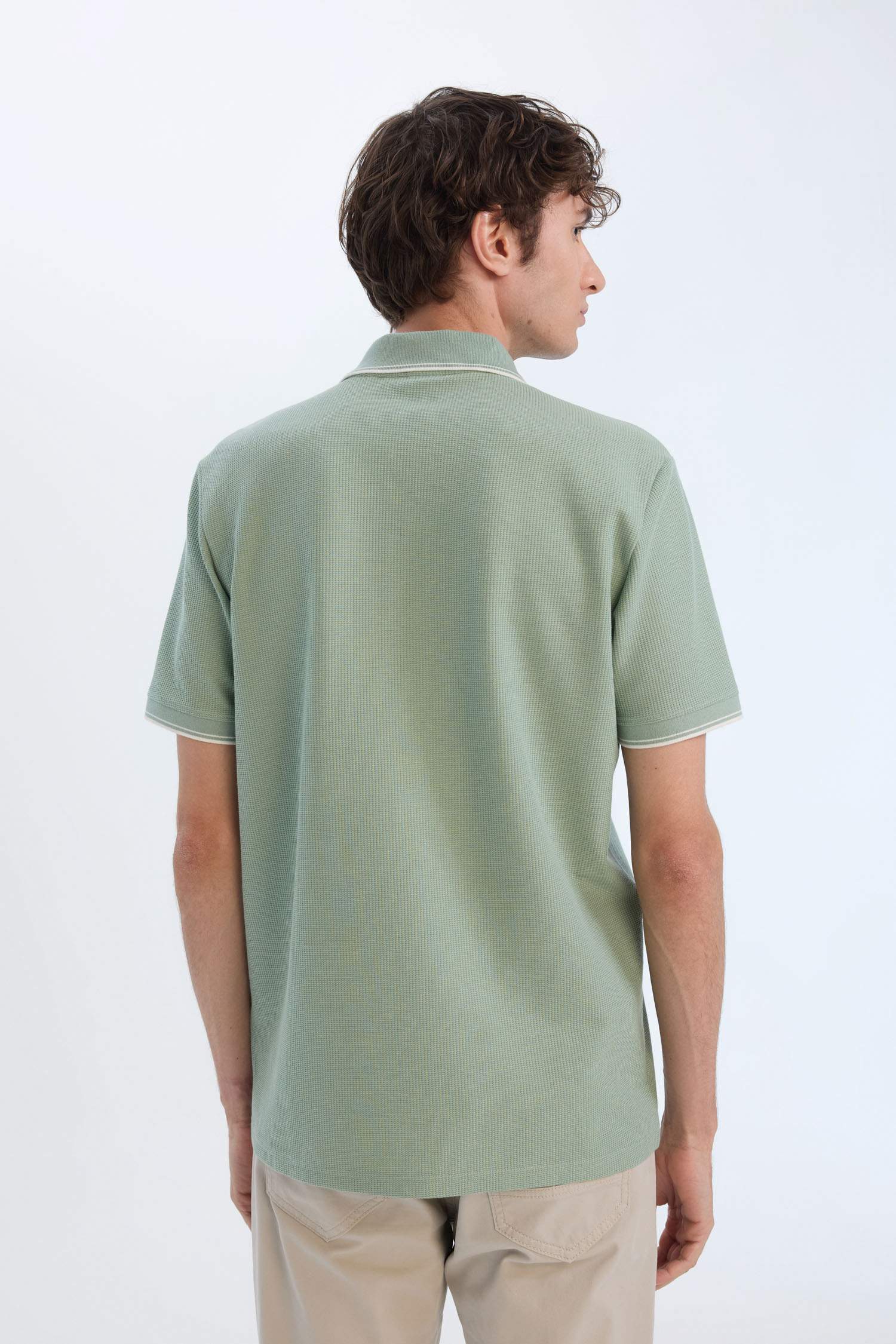 Regular Fit Поло с вафельной отделкой