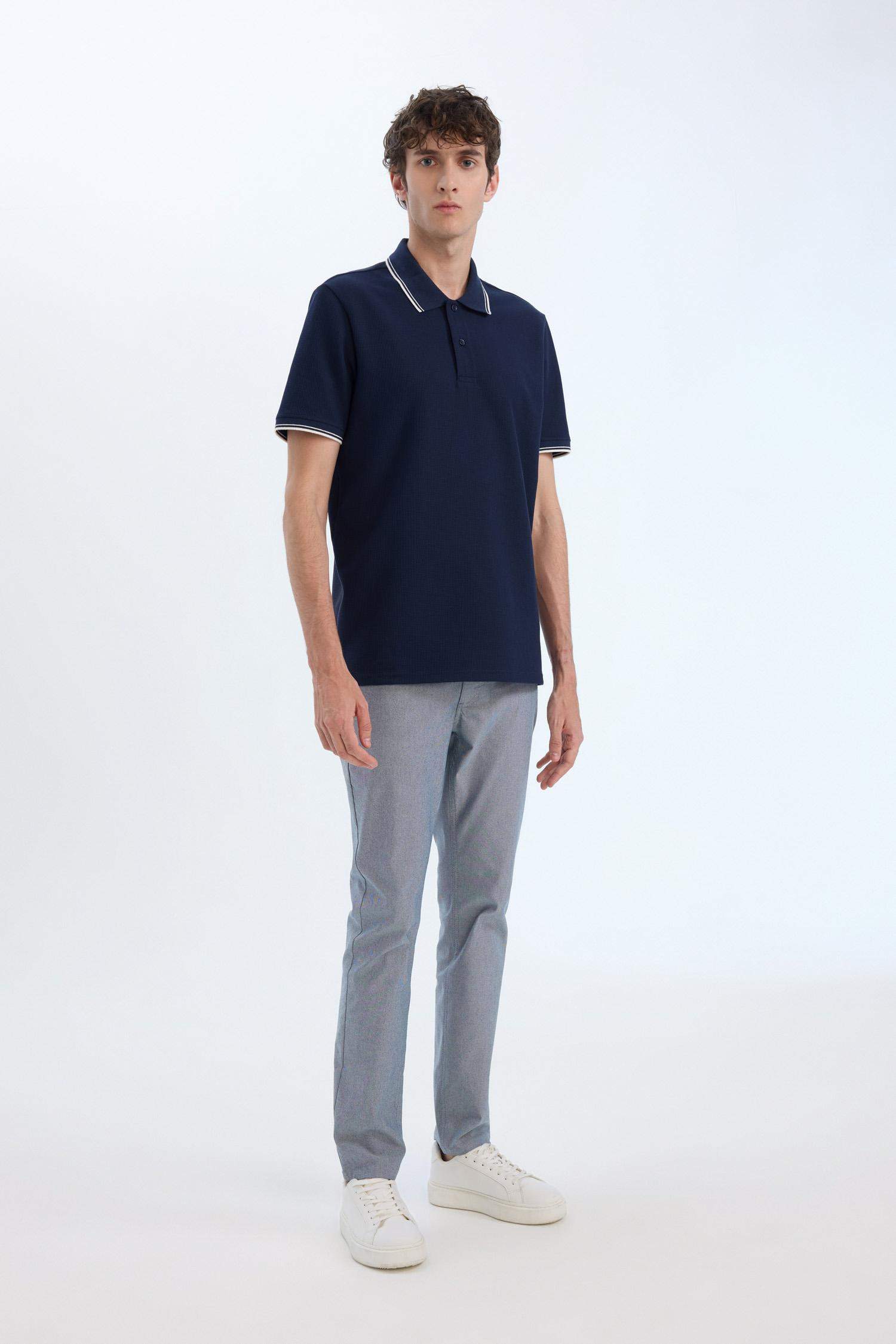 Regular Fit Polo Yaka Waffle Kısa Kollu Tişört