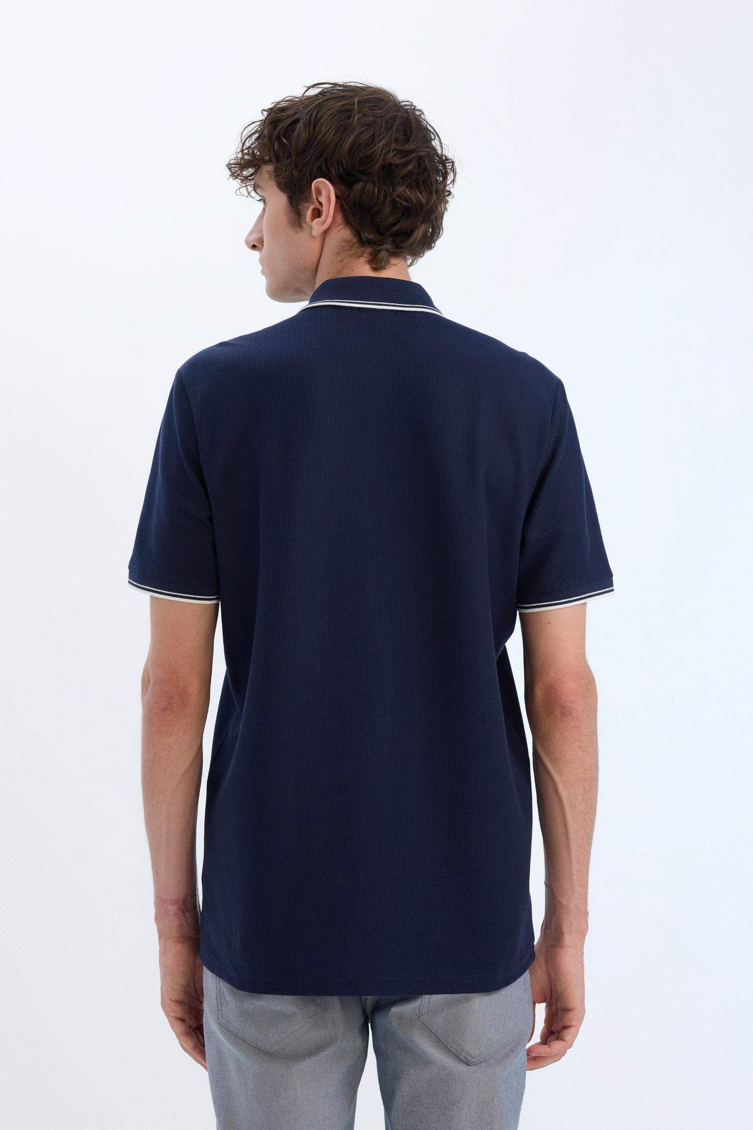 Regular Fit Polo Yaka Waffle Kısa Kollu Tişört