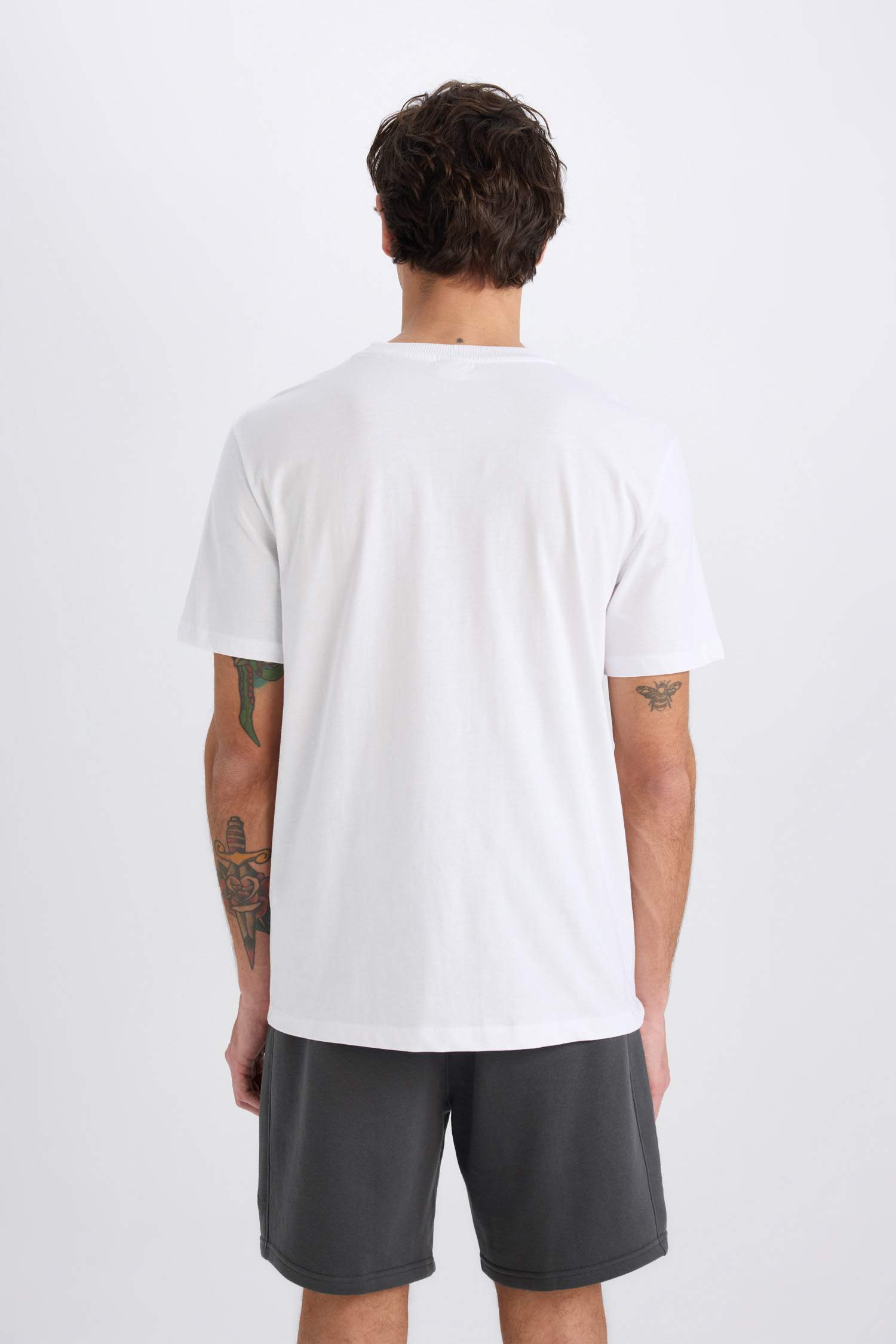 %100 Pamuk Regular Fit Bisiklet Yaka Baskılı Kısa Kollu Tişört