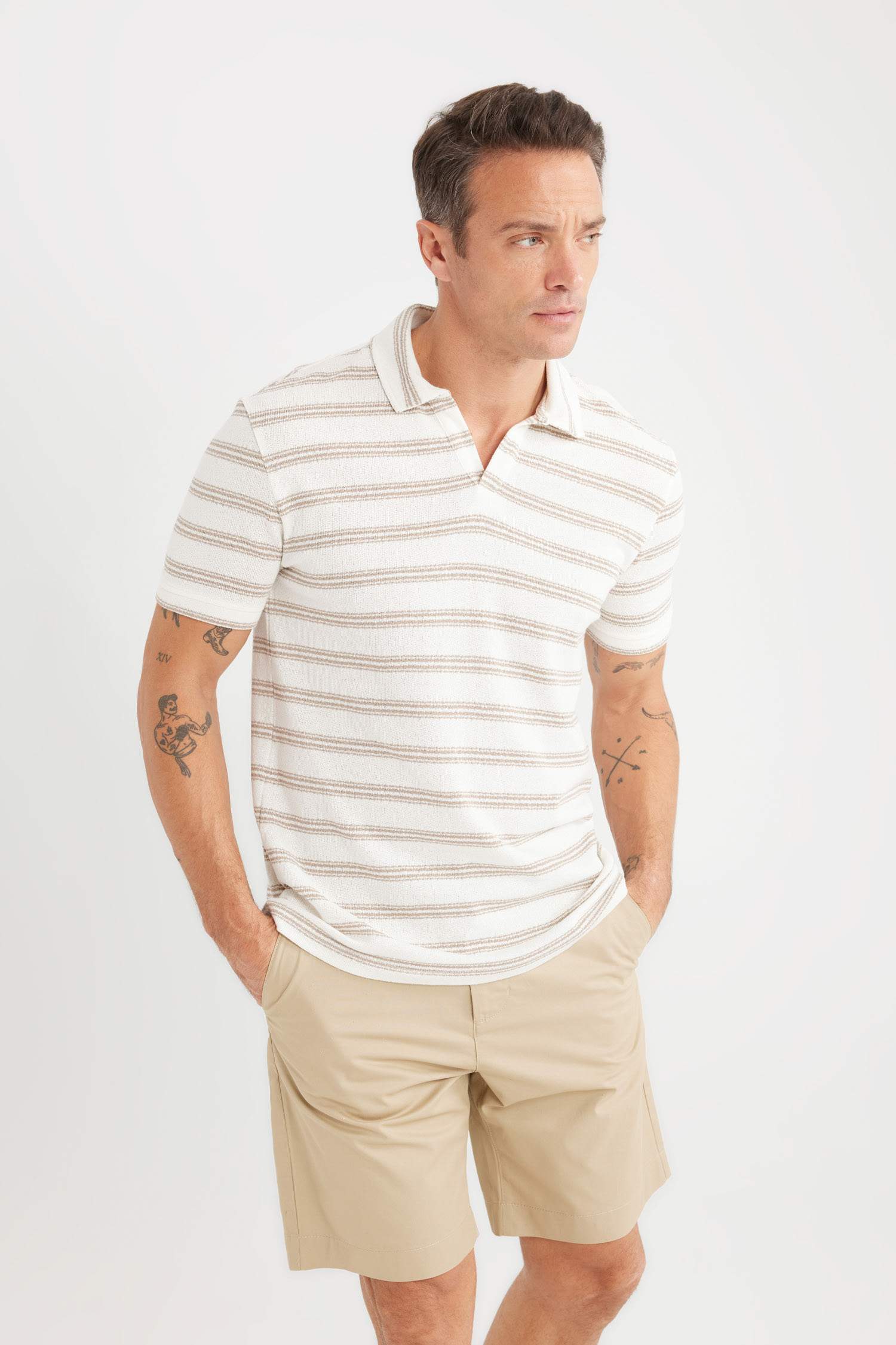 Regular Fit Striped Short Sleeve Polo T-Shirt