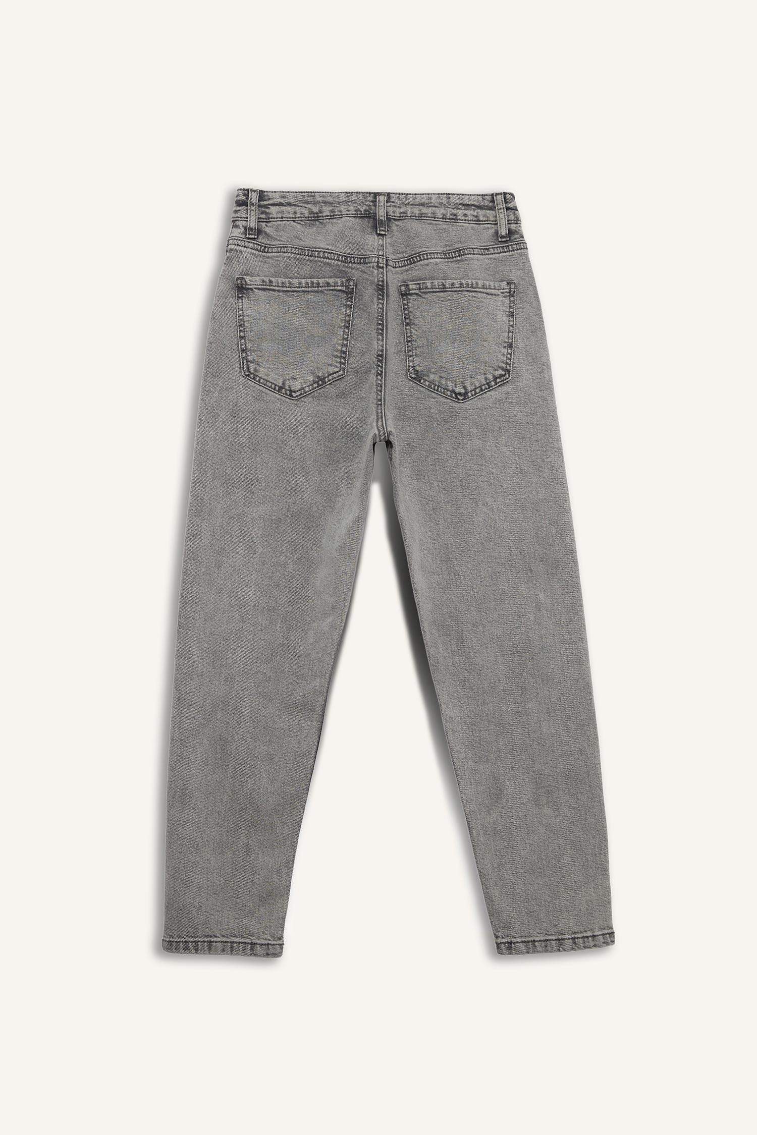 Lina Comfort Mom Normal Bel Düz Paça Jean Kar Yıkamalı Pantolon