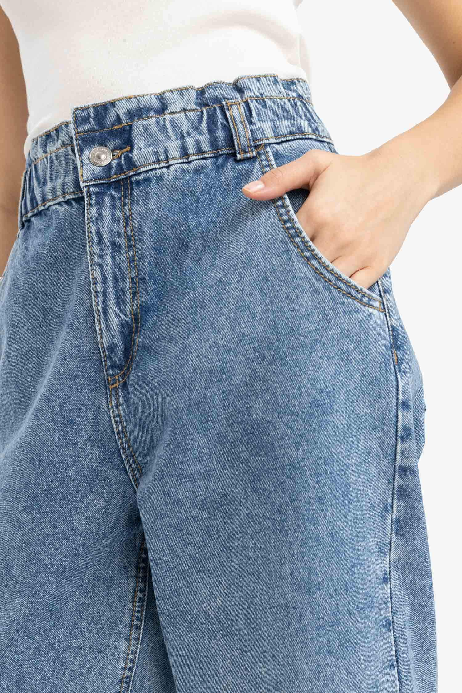 بنطرون جينز بيبرباج برجل عادي وخصر عالي