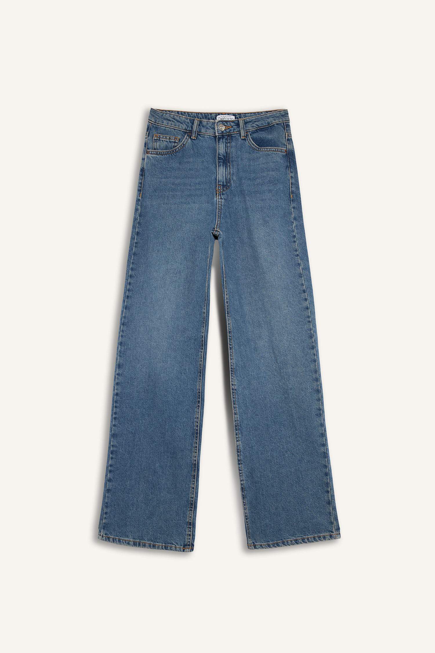 90's Wide Leg Yüksek Bel Geniş Paça Uzun Jean Kar Yıkamalı Pantolon