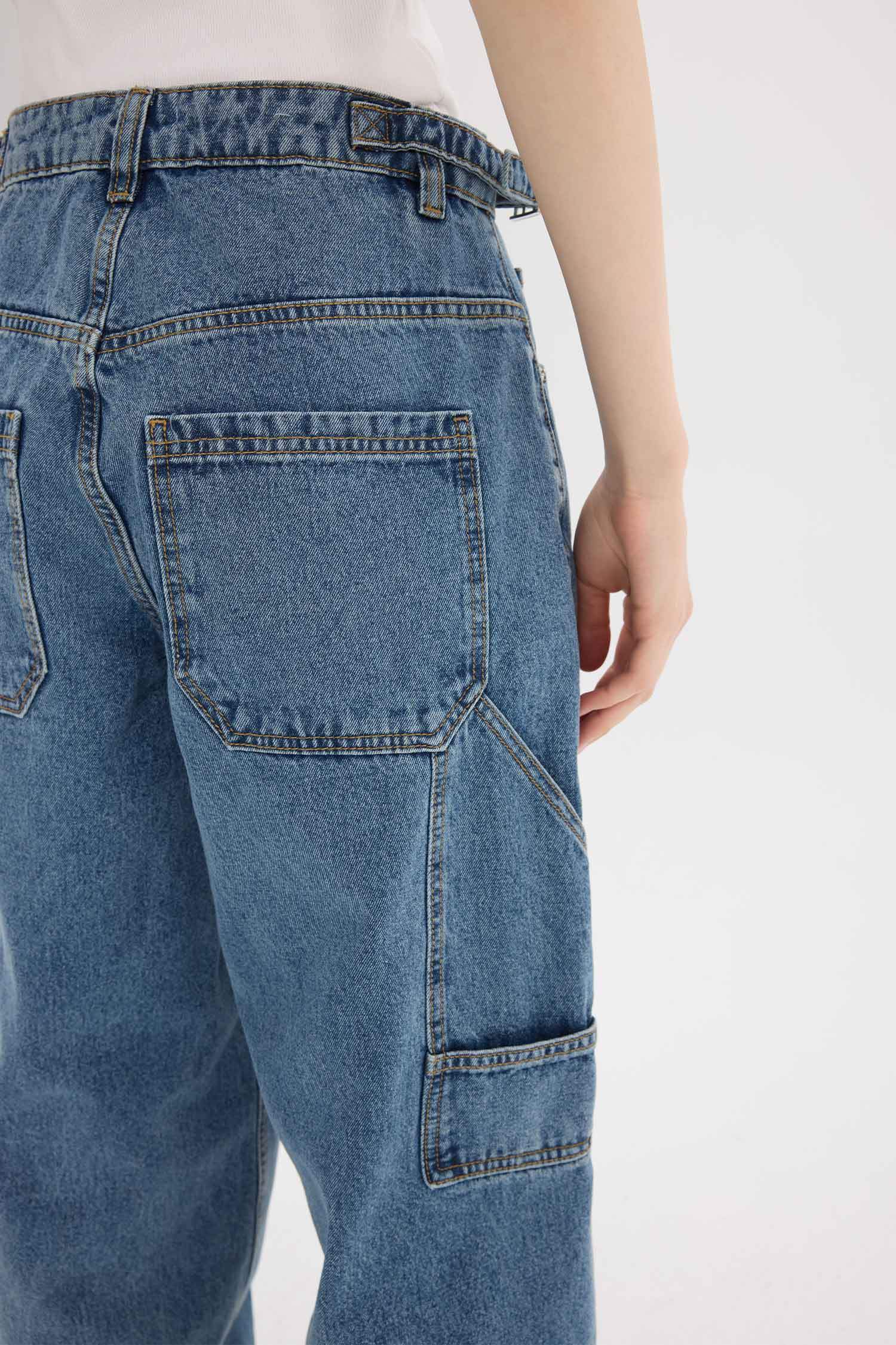 Baggy Fit High Waist Straight Leg Long Jeans