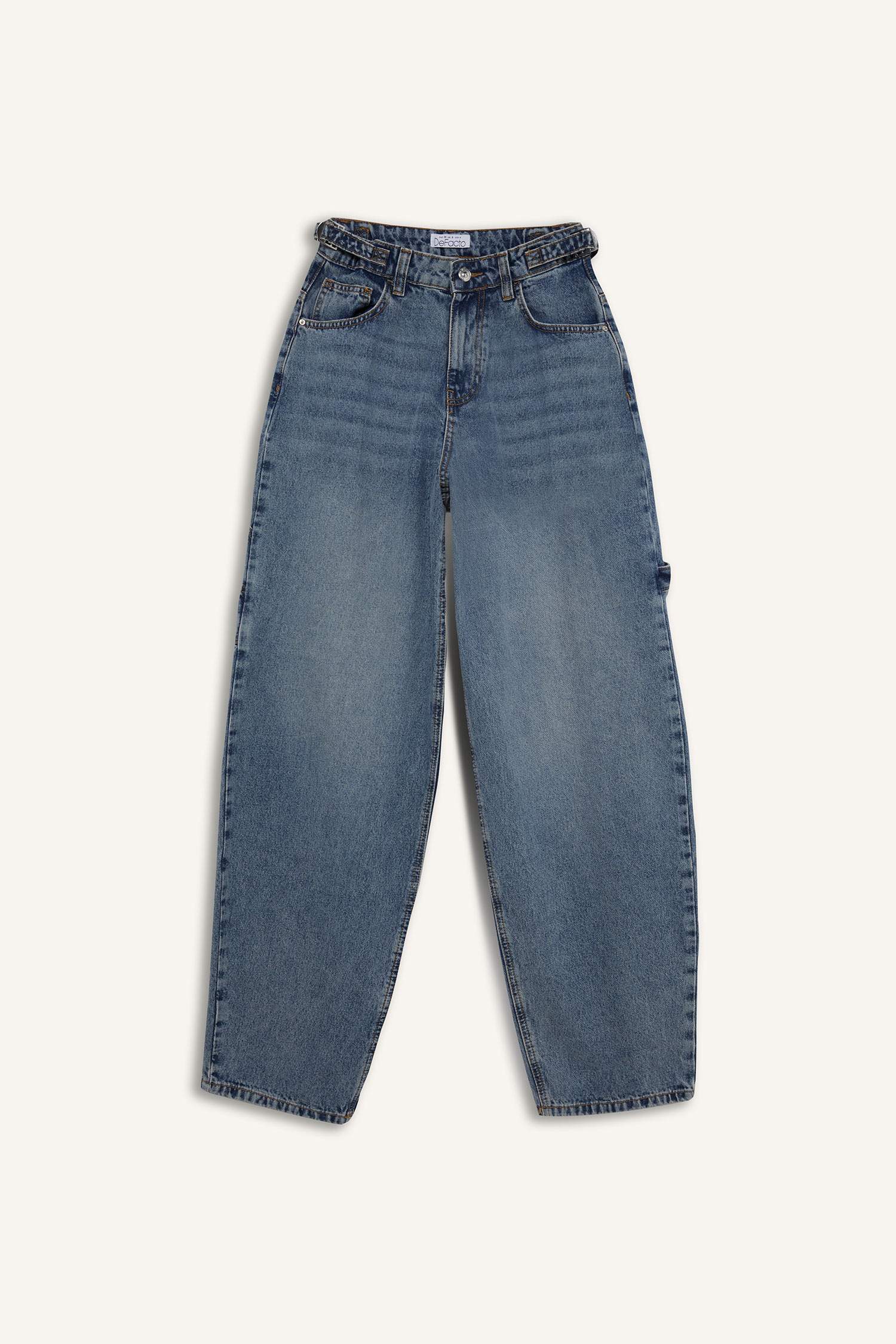 Baggy Fit High Waist Straight Leg Long Jeans