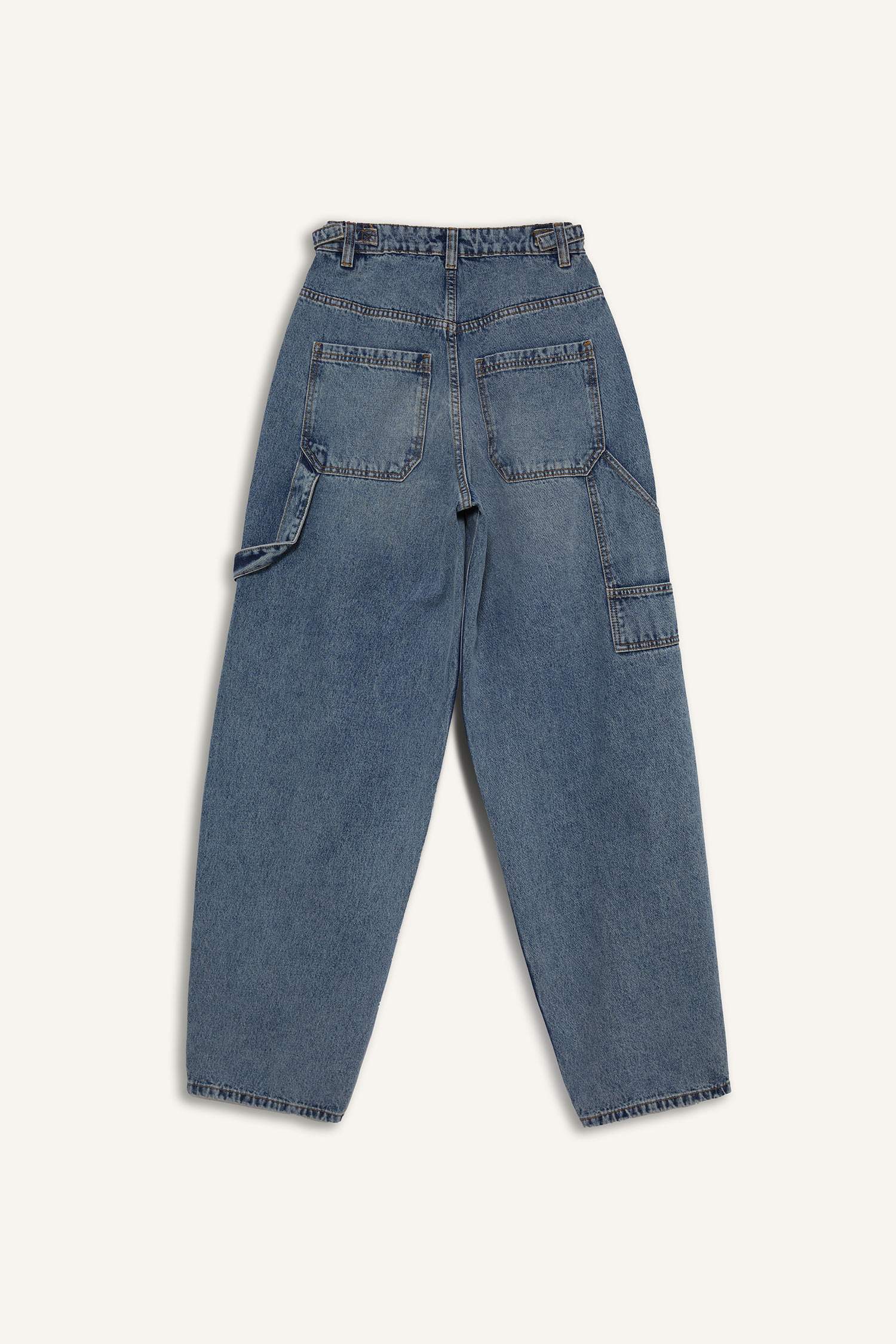 Baggy Fit High Waist Straight Leg Long Jeans