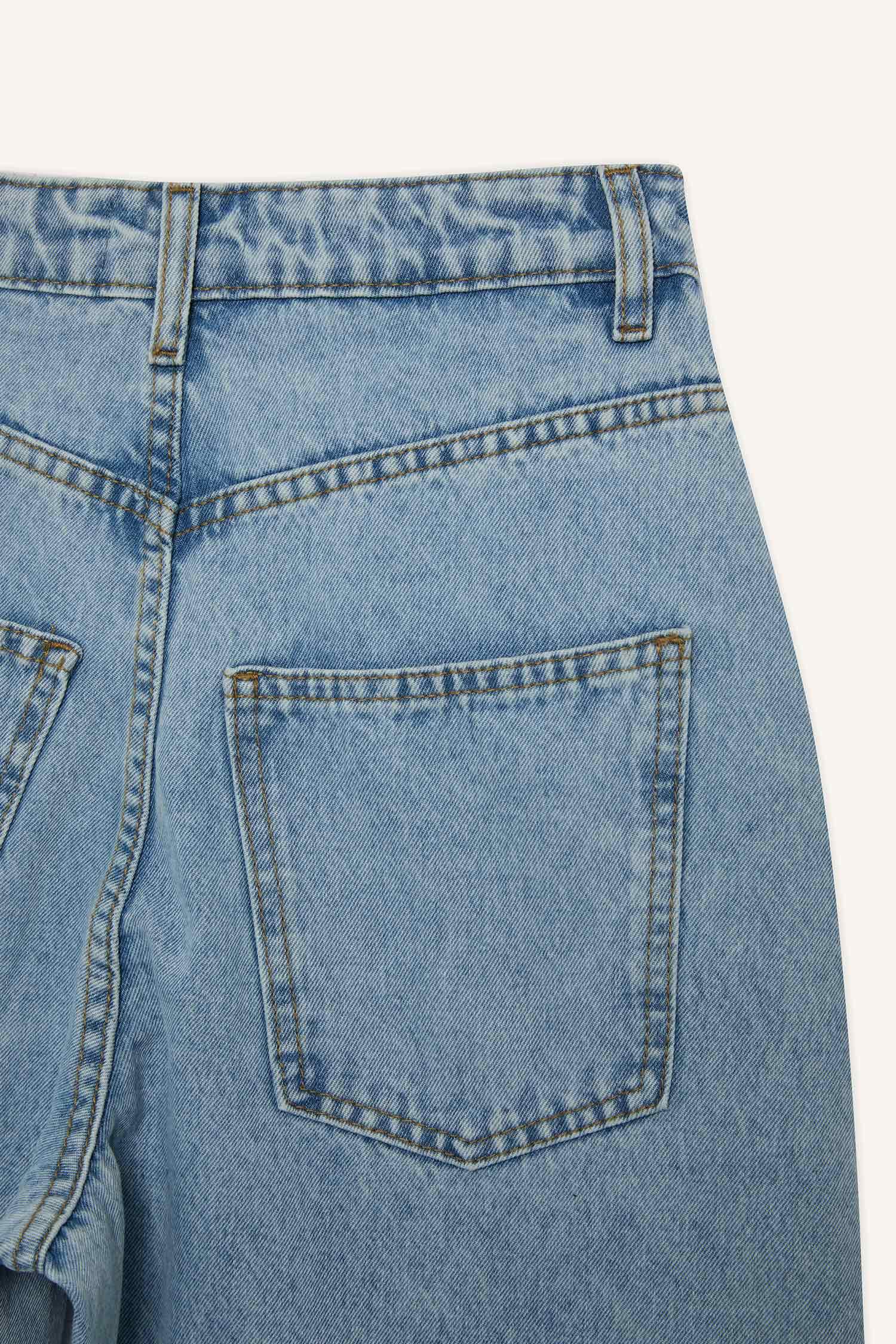 Baggy Fit Yüksek Bel Düz Paça Uzun Jean Pantolon