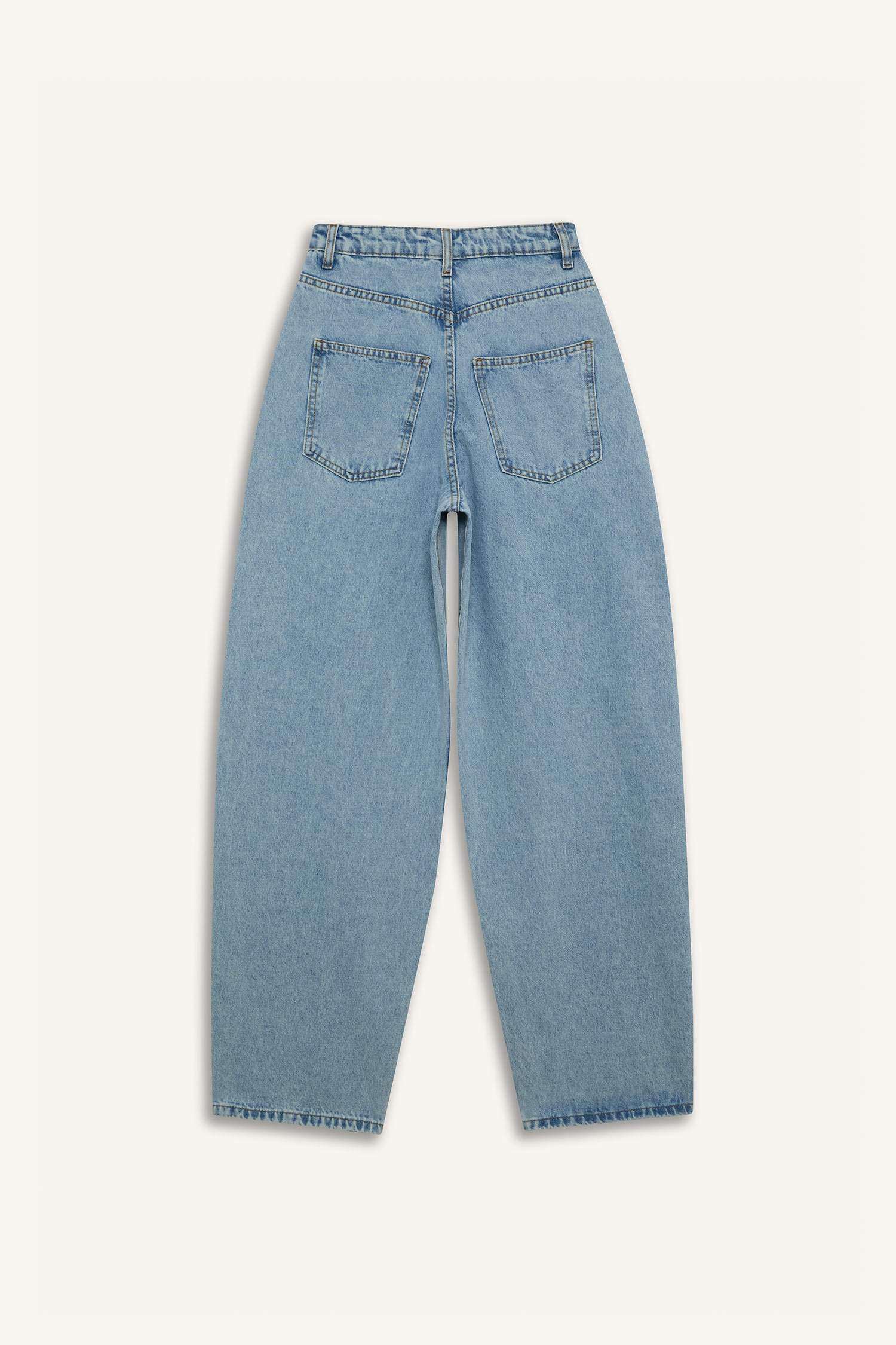 Baggy Fit Yüksek Bel Düz Paça Uzun Jean Pantolon