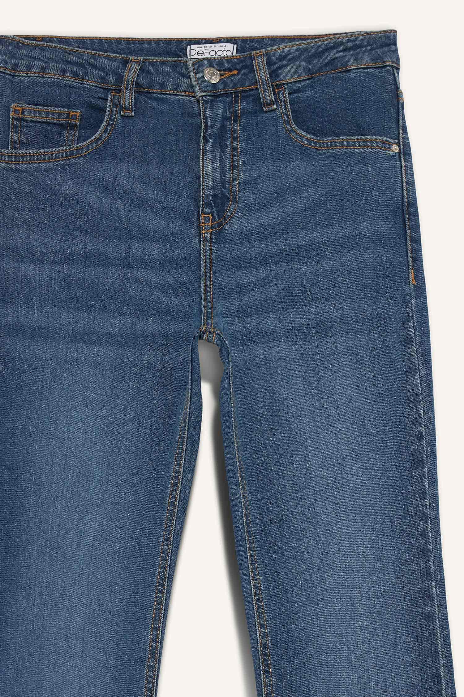 Yüksek Bel Geniş Paça Jean Pantolon