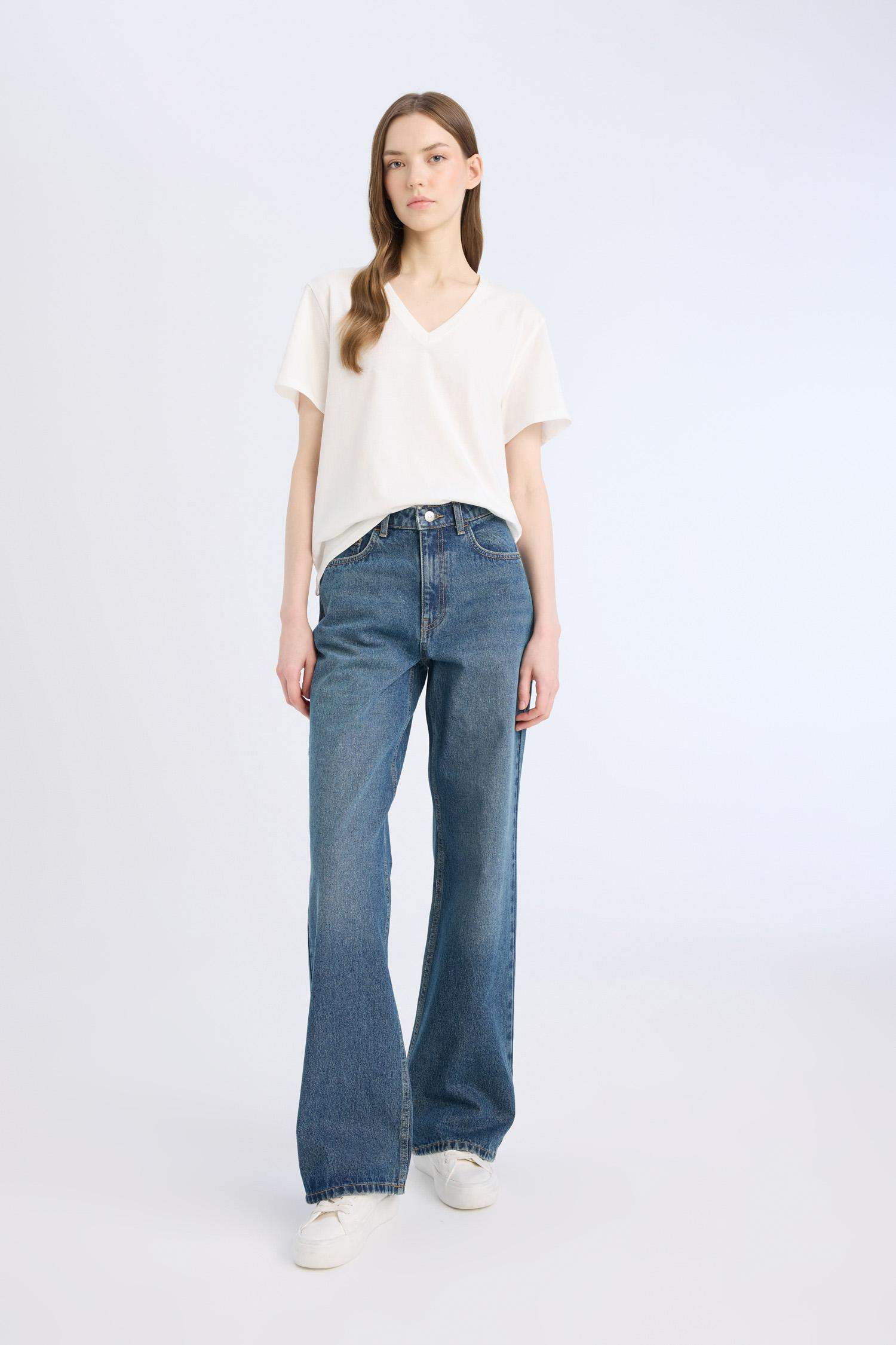 سروال جينز وايد ليج