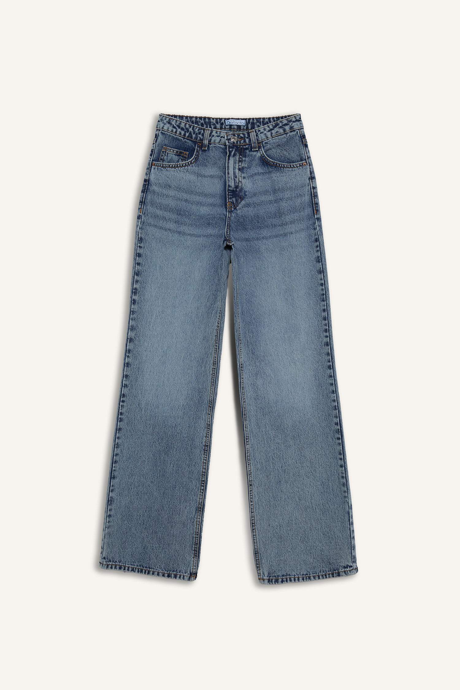 Straight Wide Yüksek Bel Geniş Paça Uzun Jean Pantolon