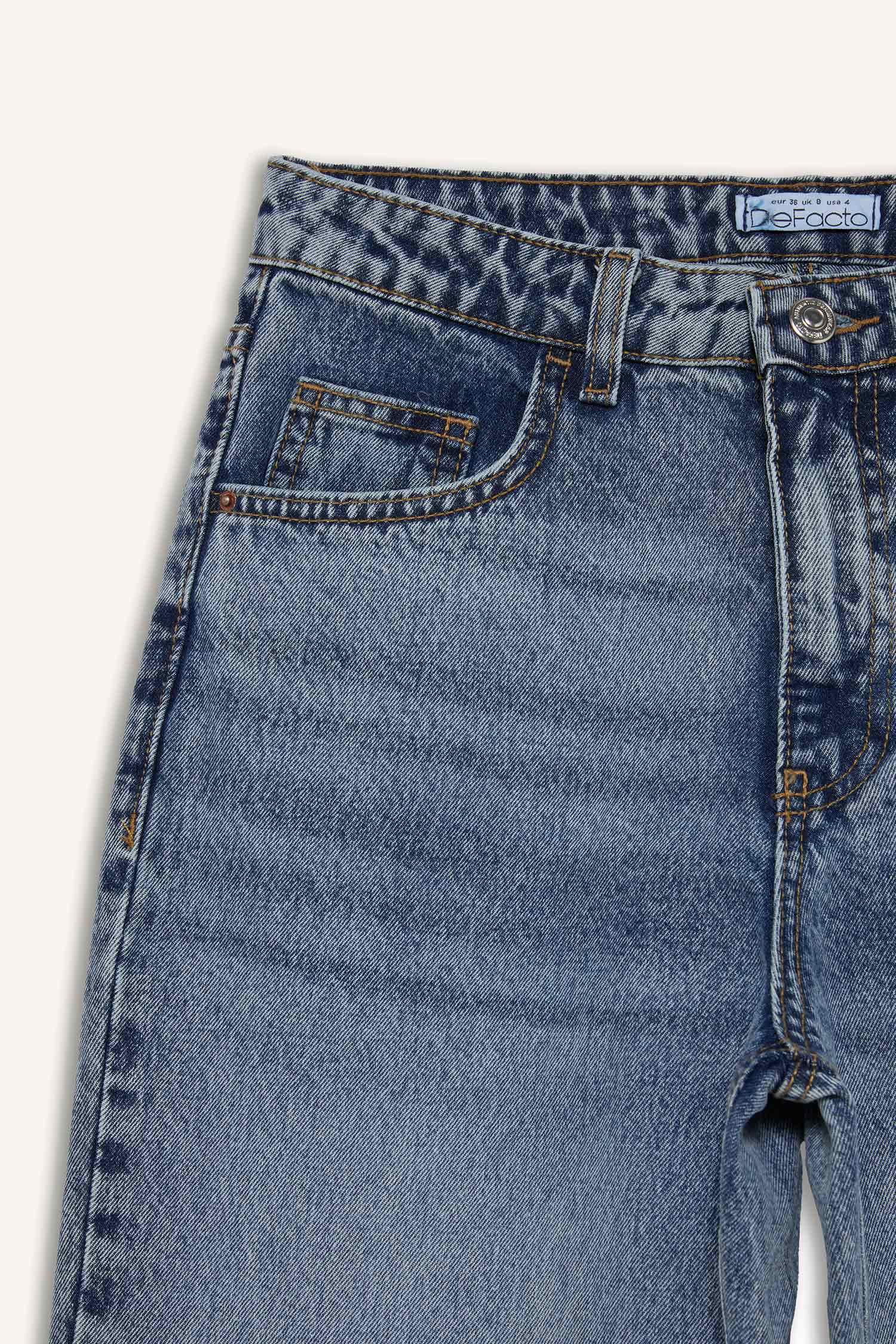 Straight Wide Yüksek Bel Geniş Paça Uzun Jean Pantolon