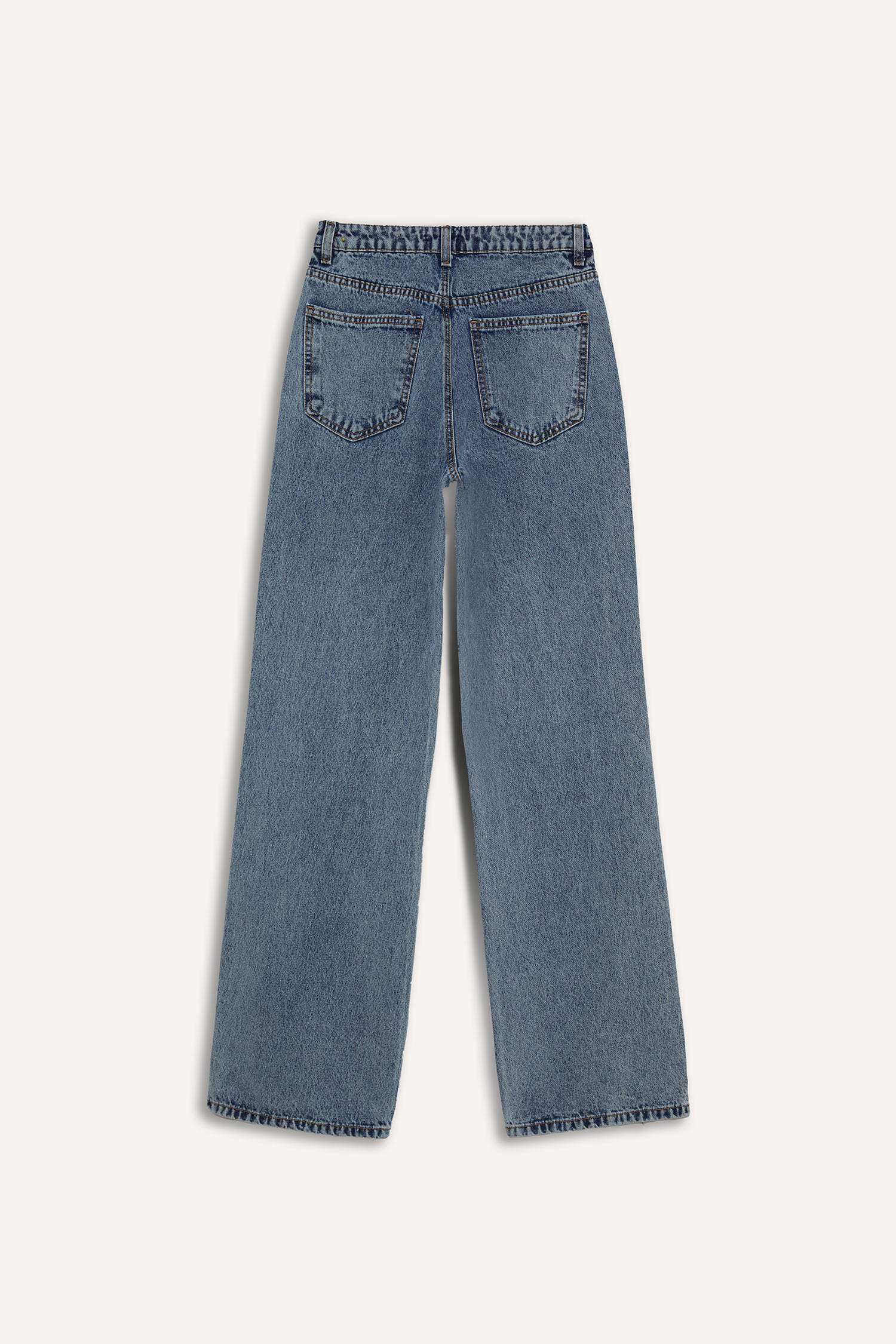 Straight Wide Yüksek Bel Geniş Paça Uzun Jean Pantolon